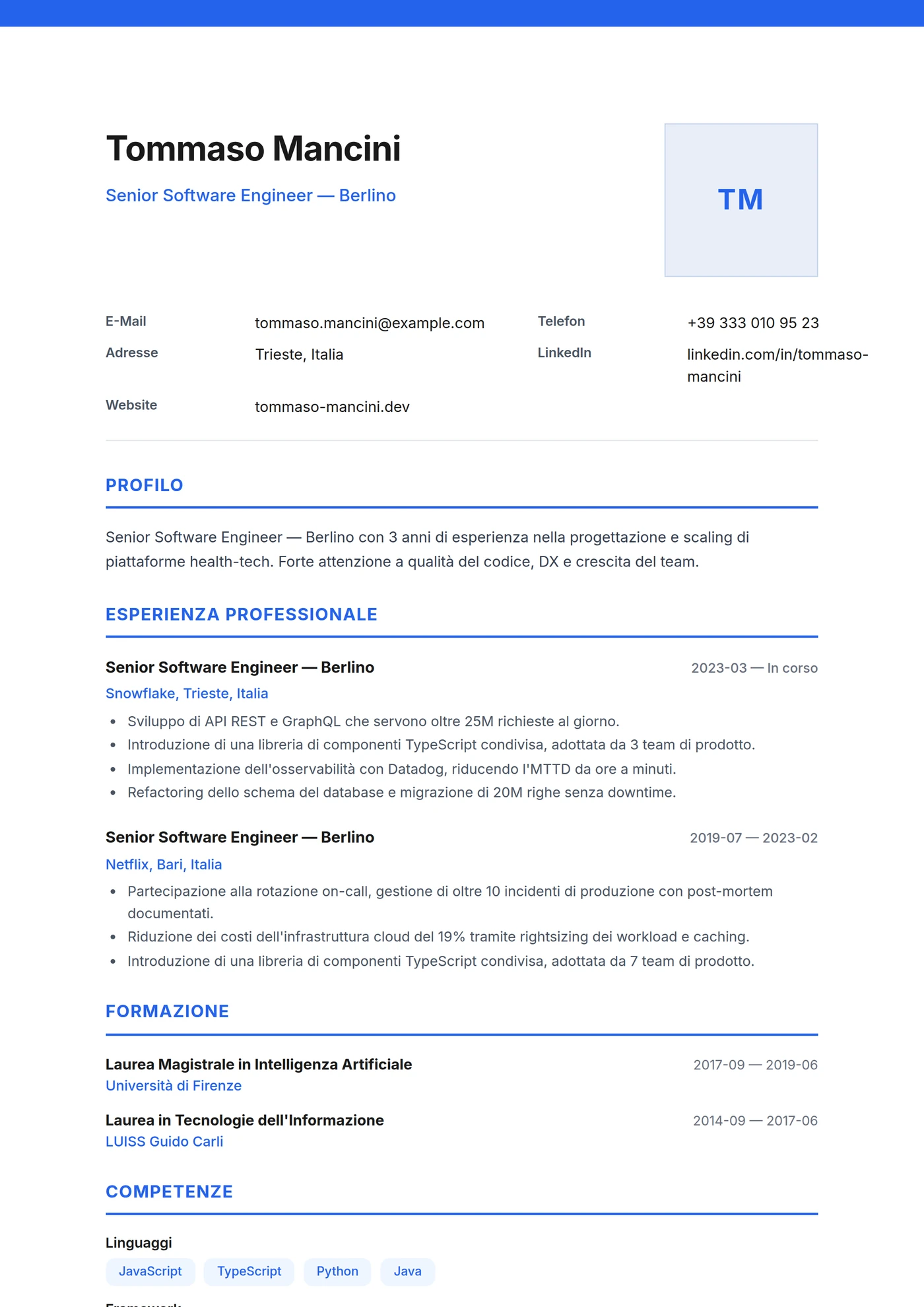 Germania Moderno — Modelli di CV