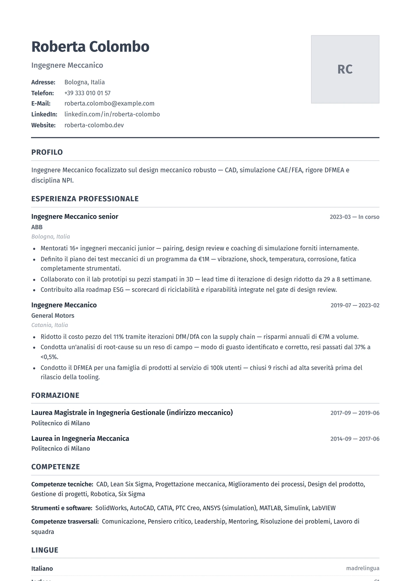 Germania — Modelli di CV