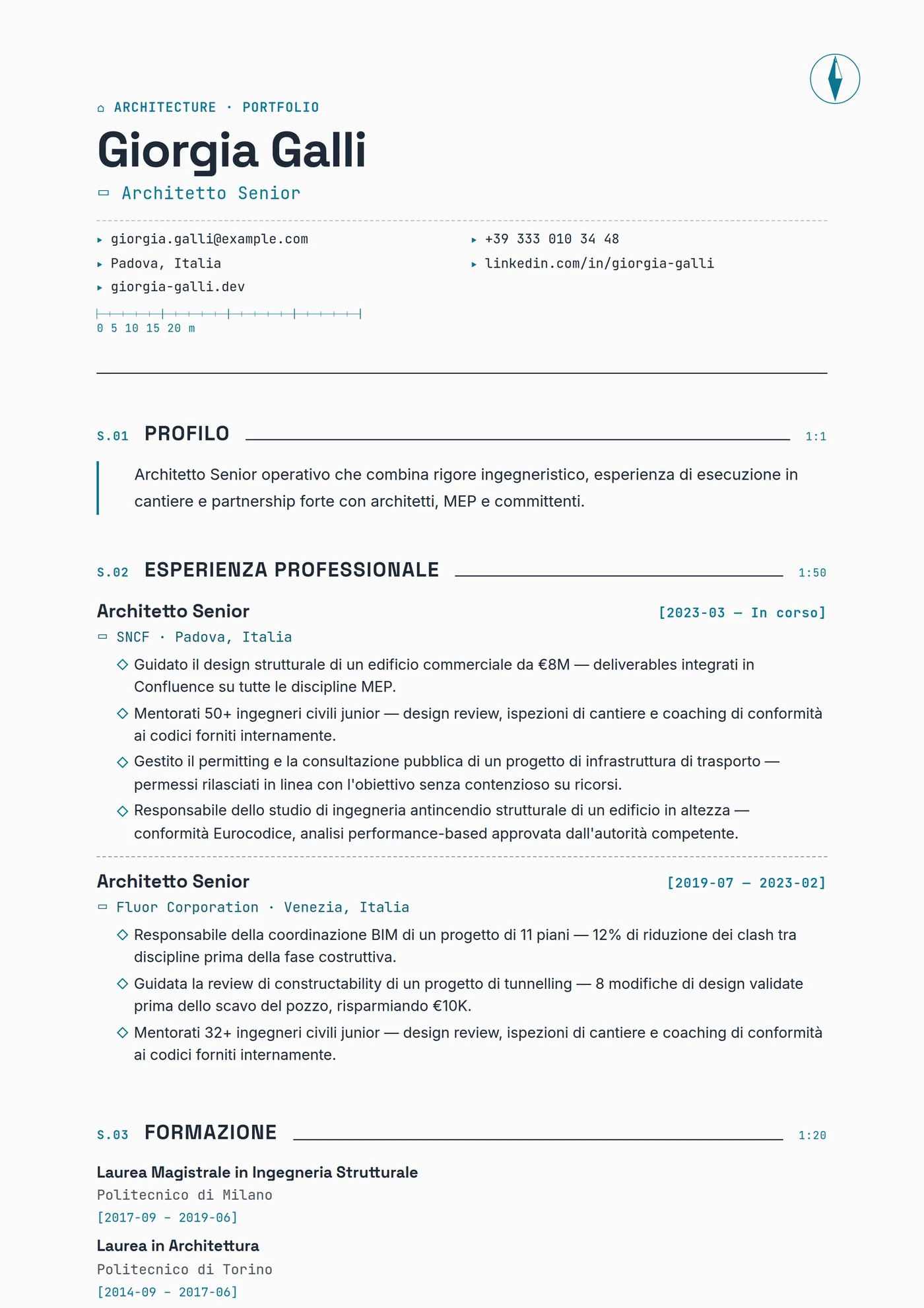 Industria — Architettura — Modelli di CV