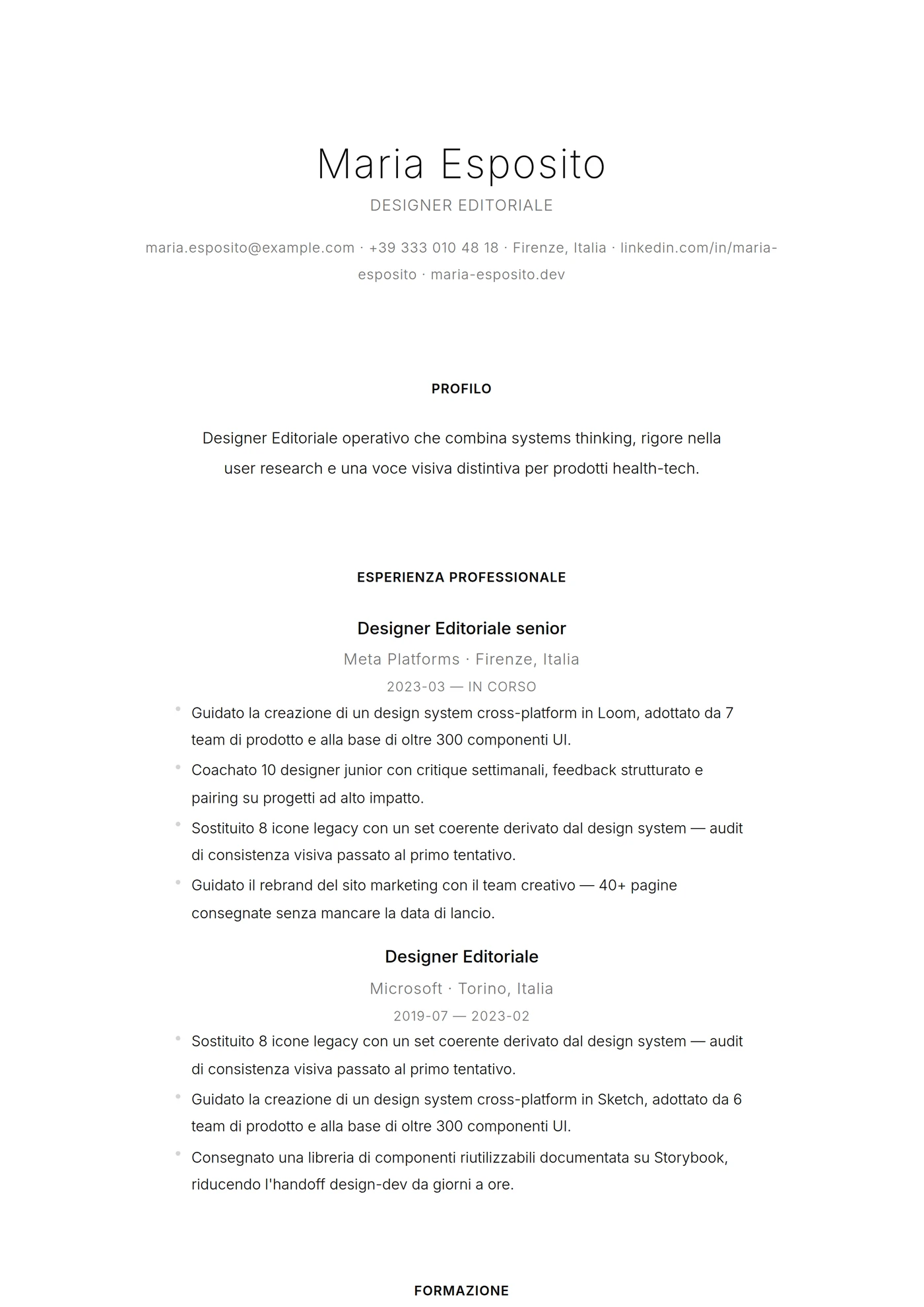 Minimal Air — Modelli di CV