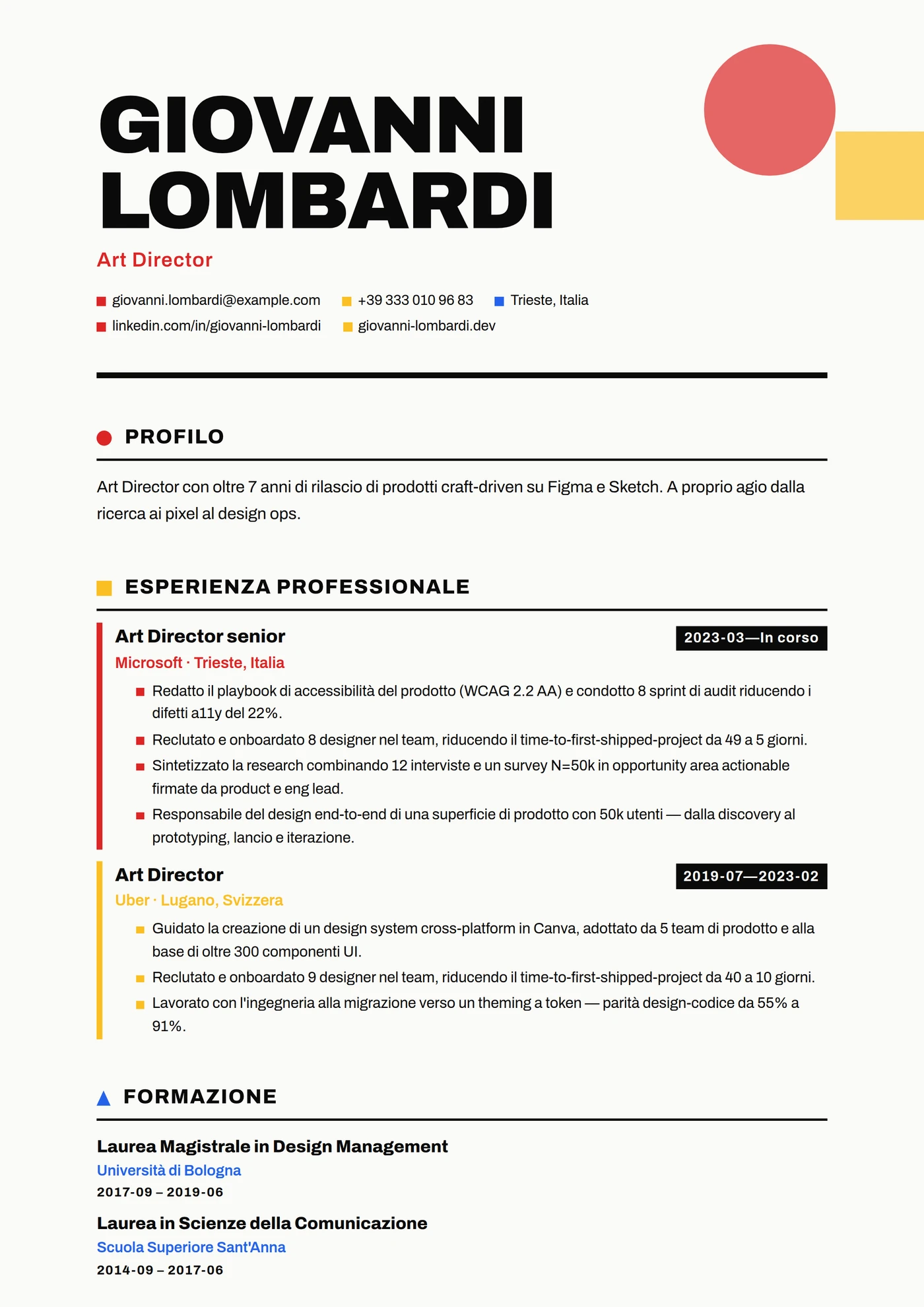 Moderno Bauhaus — Modelli di CV