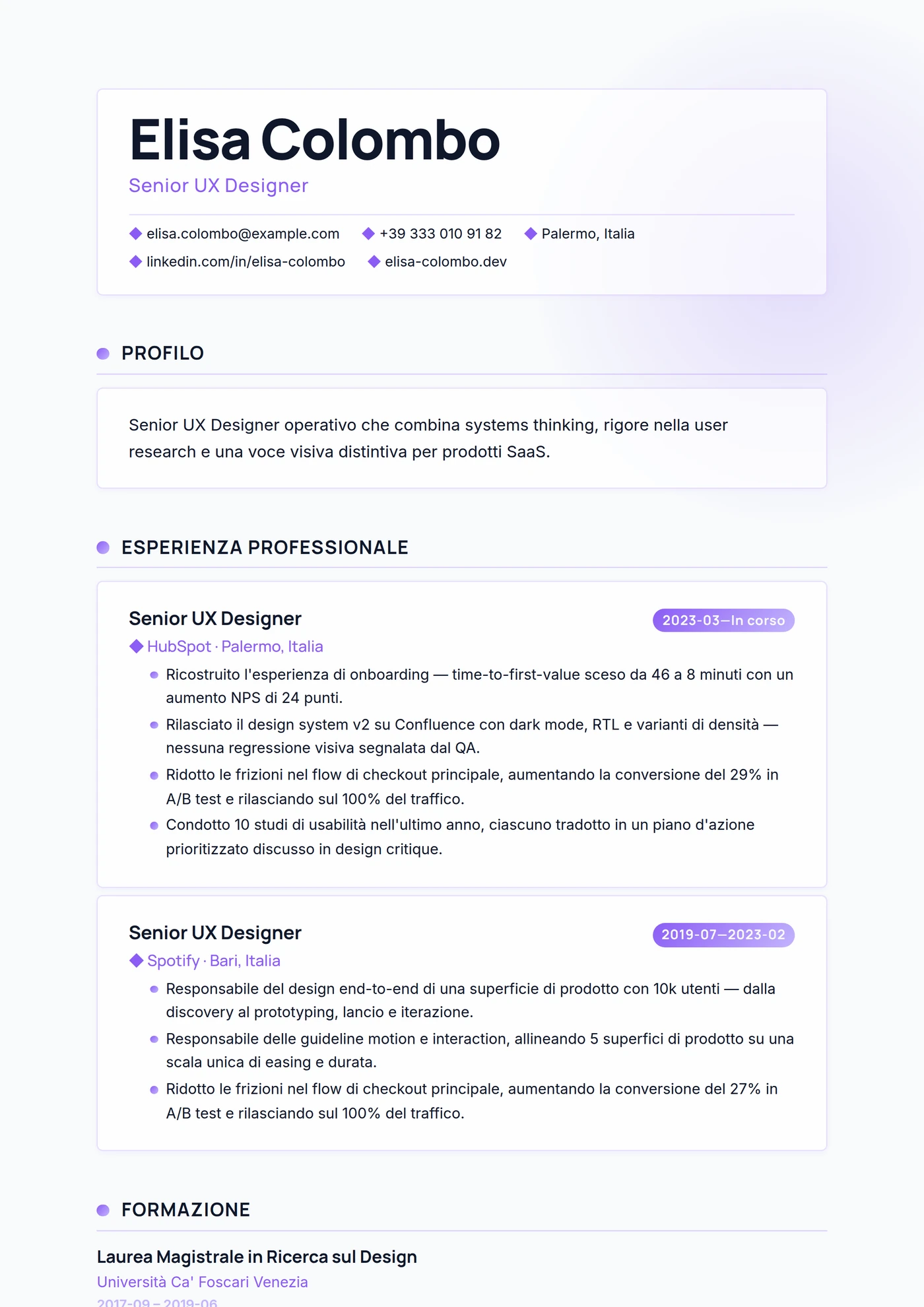 Moderno Glass Morphism — Modelli di CV