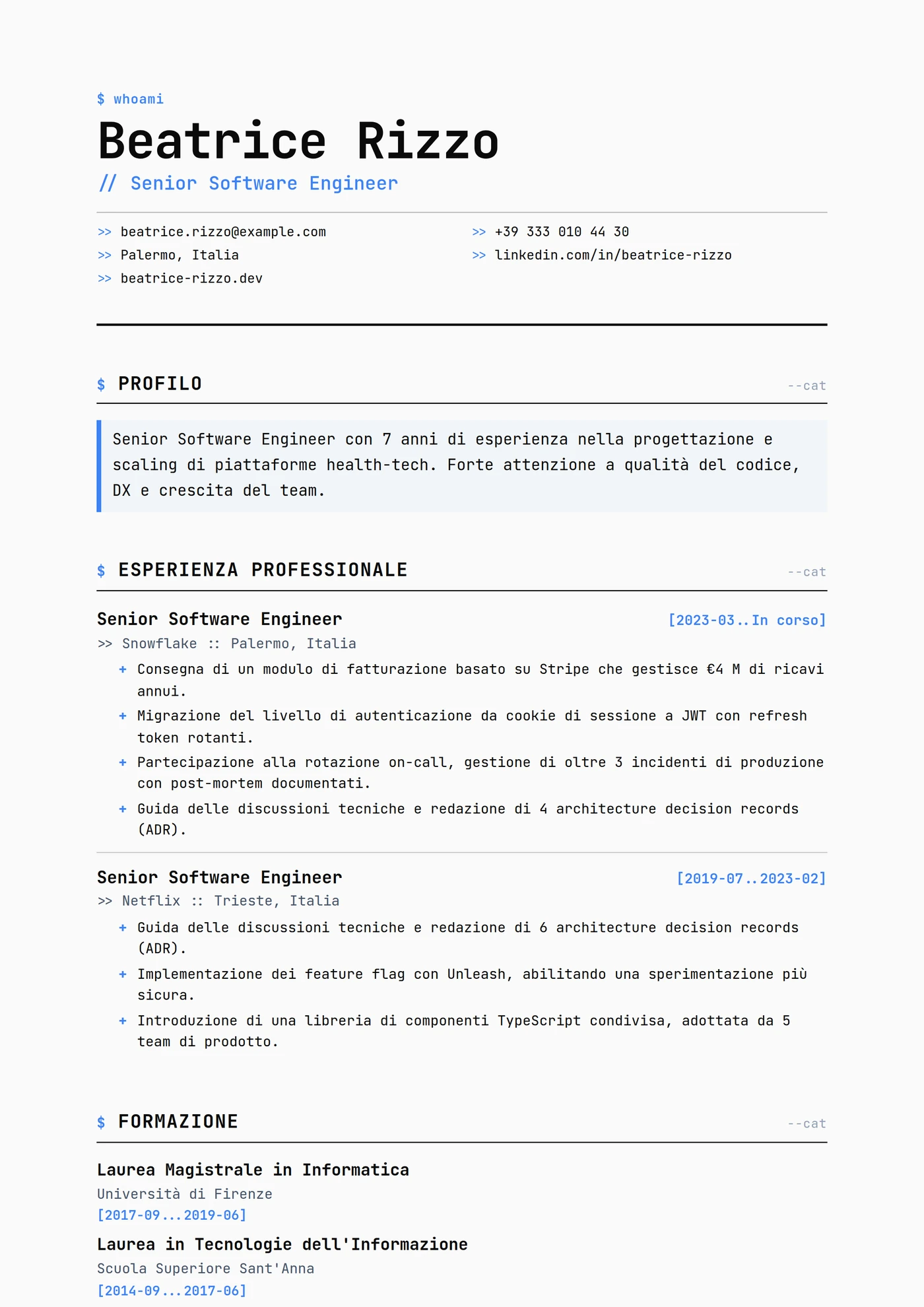 Moderno Griglia Mono — Modelli di CV