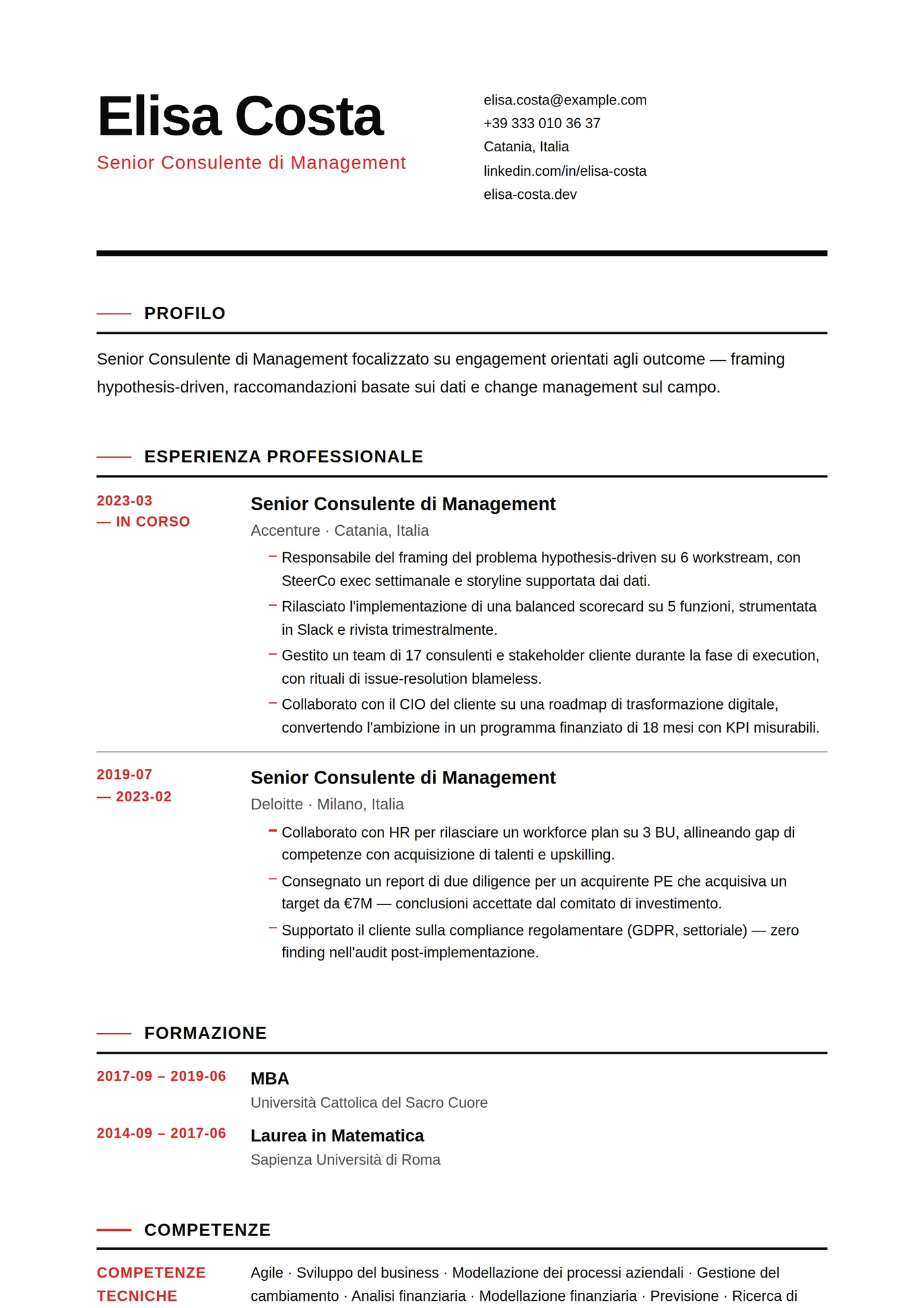 Moderno Griglia Svizzera — Modelli di CV