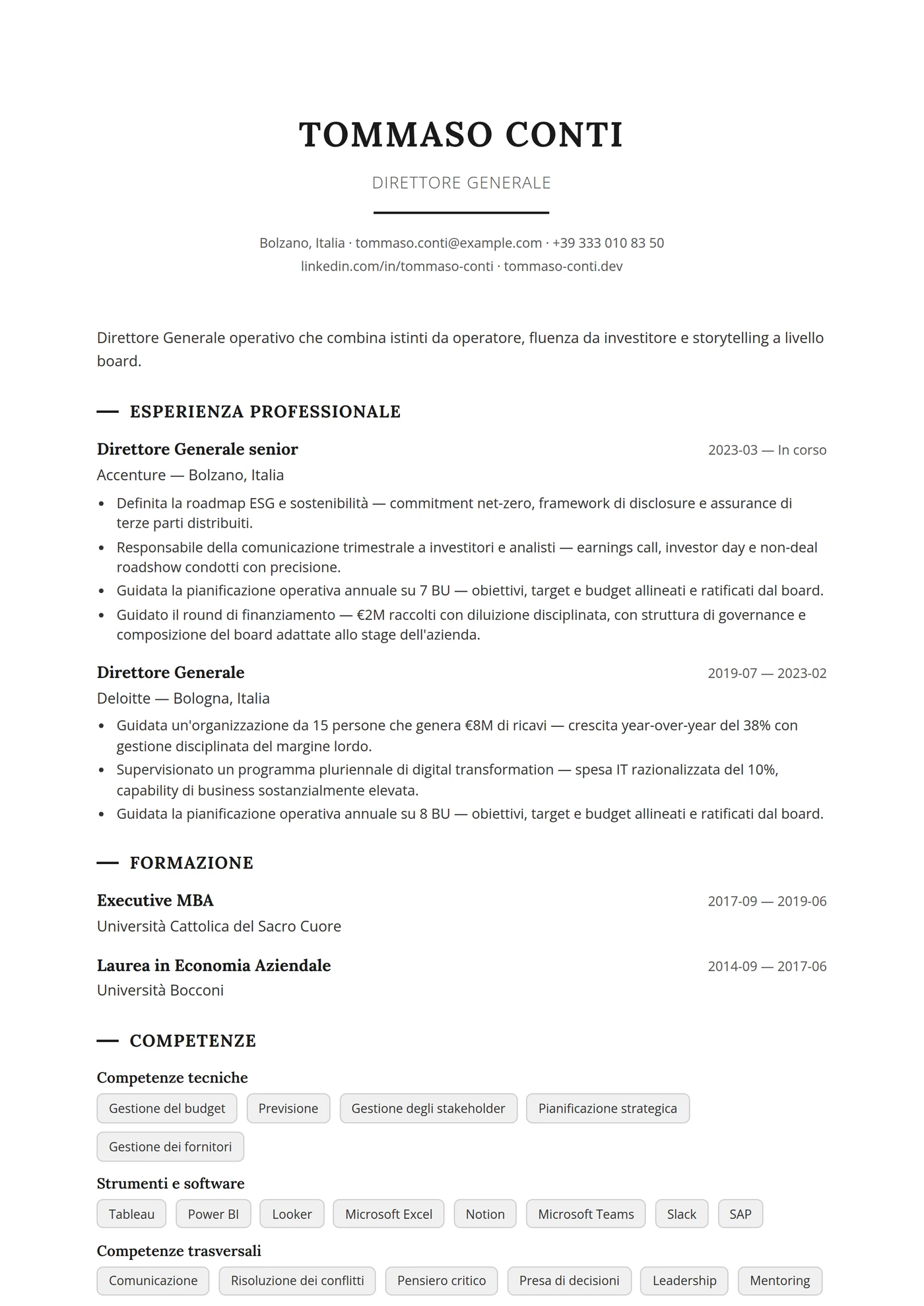 Paesi Bassi Executive — Modelli di CV
