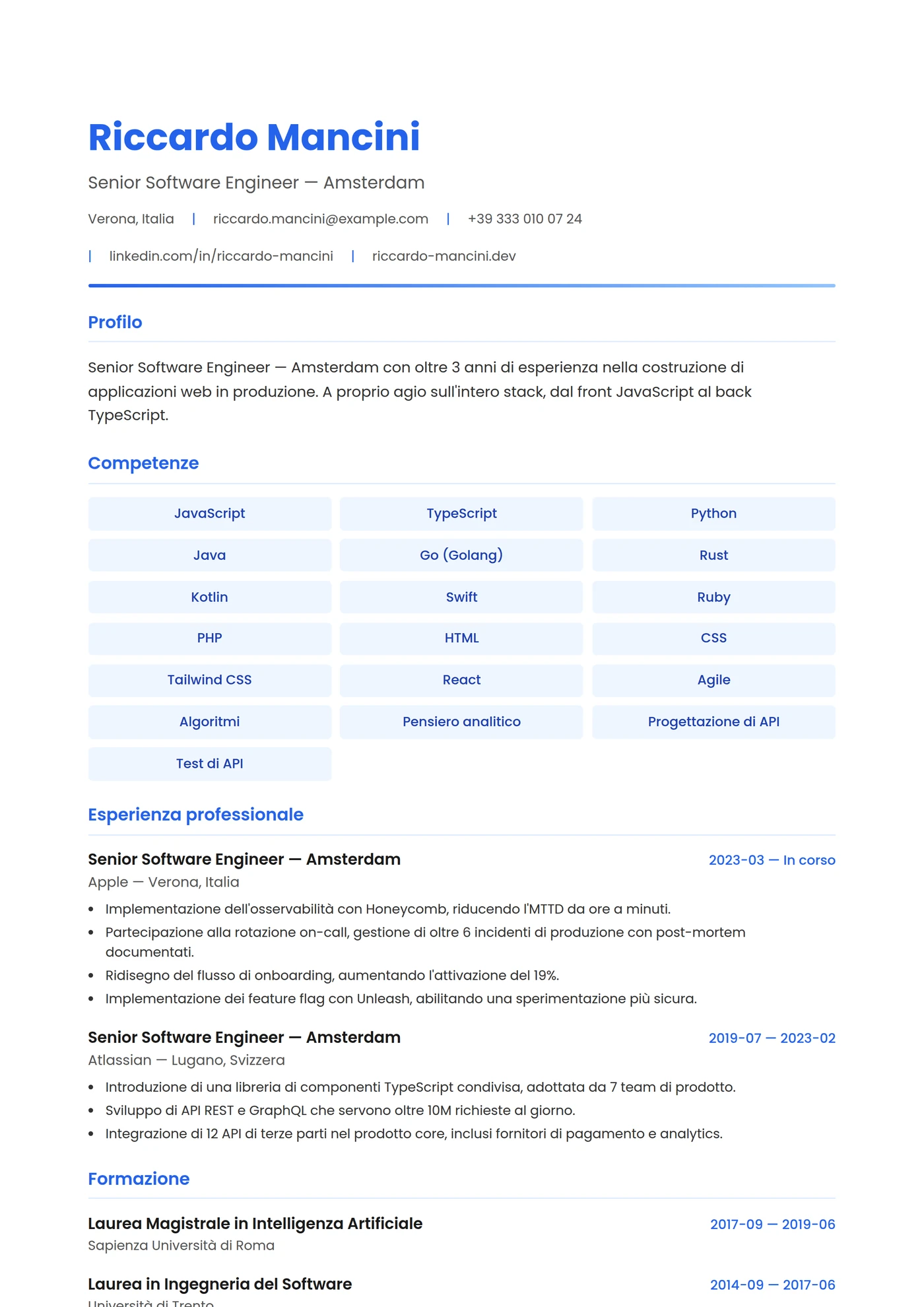Paesi Bassi Moderno — Modelli di CV