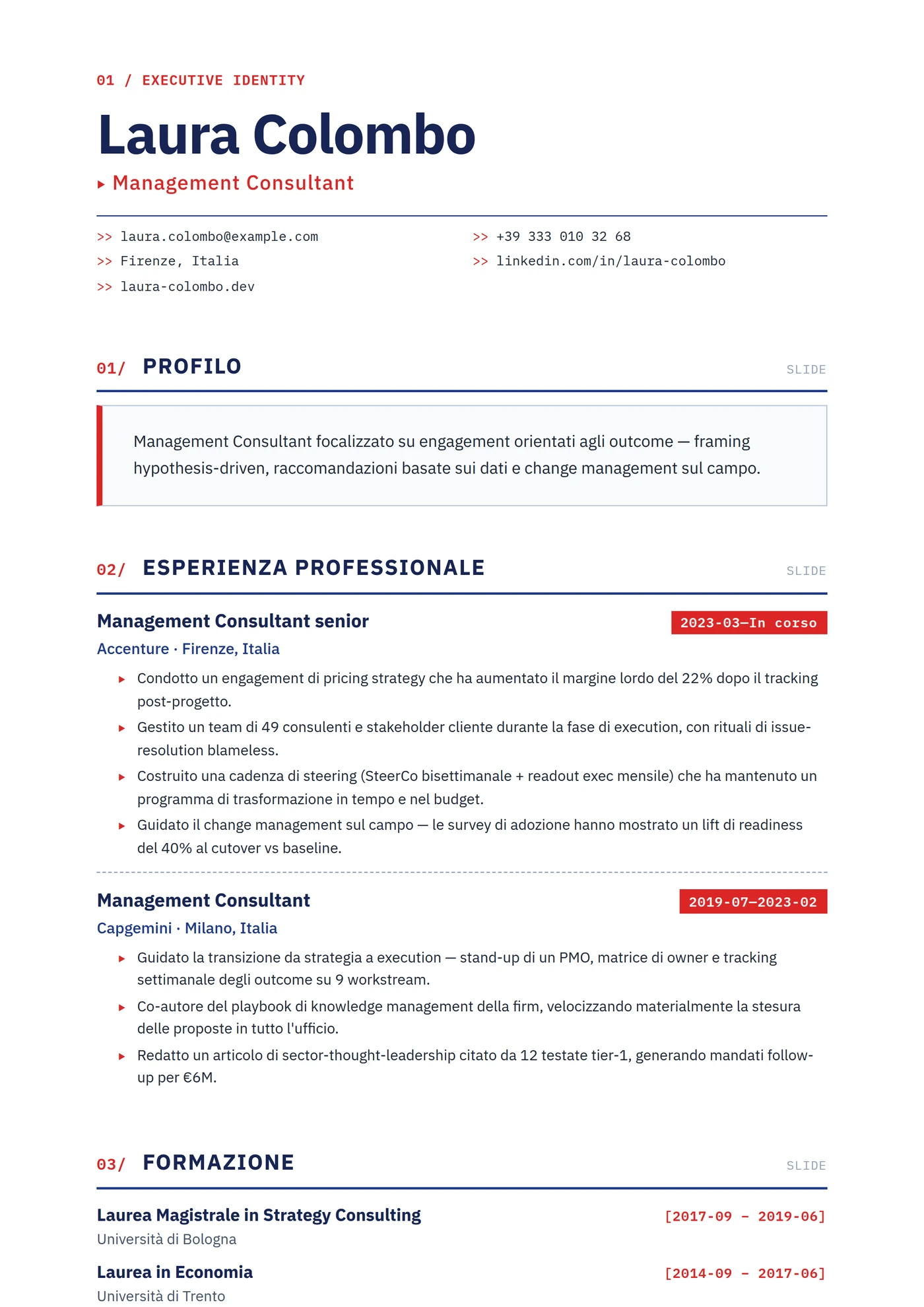 Deck Consulenza — Modelli di CV