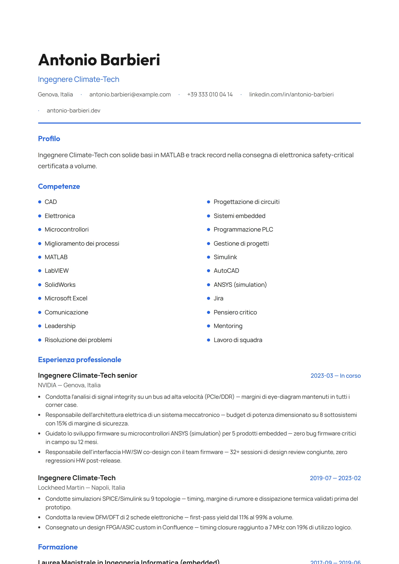 Scandinavia Moderno — Modelli di CV