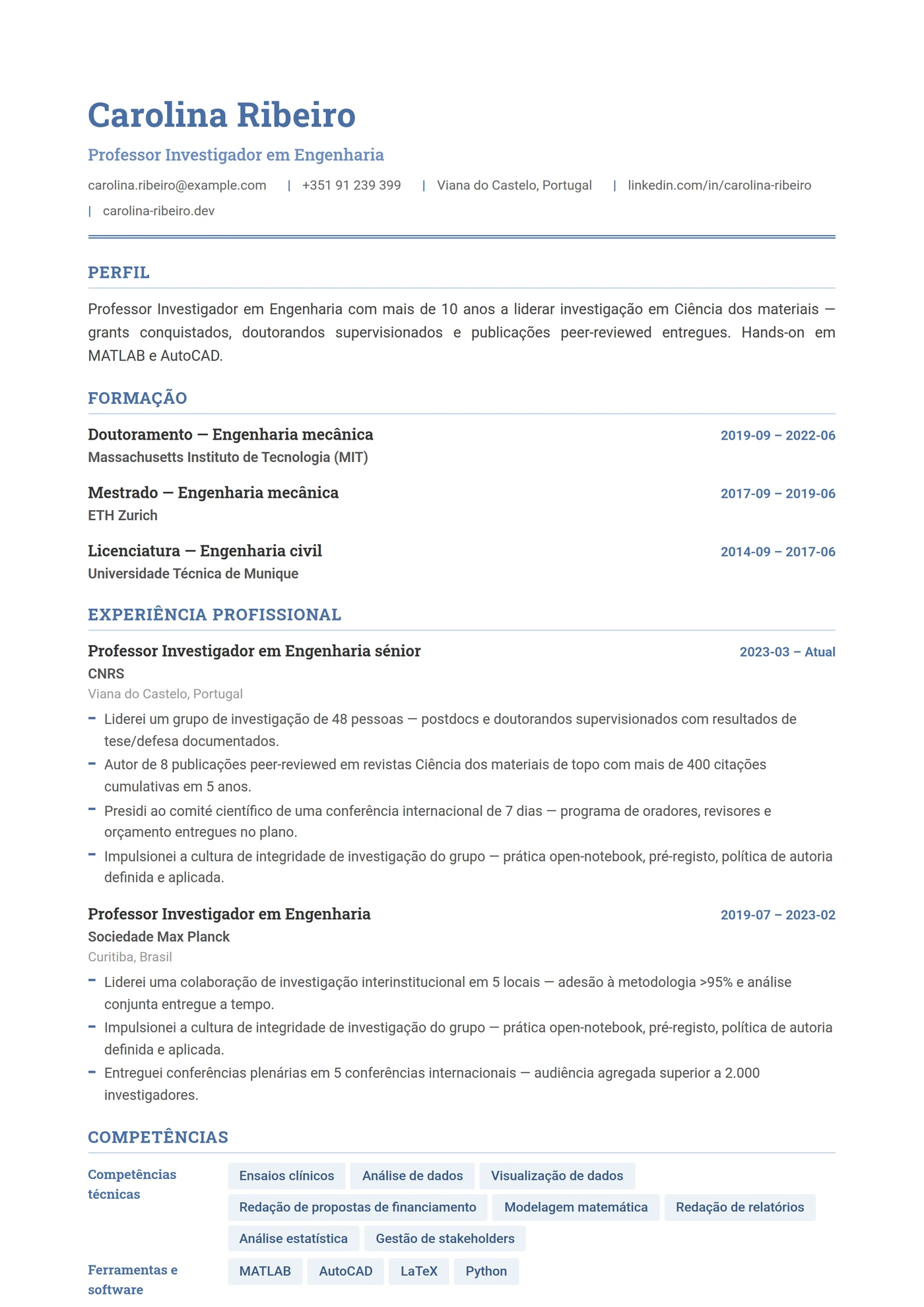 Engenharia — Modelos de currículo