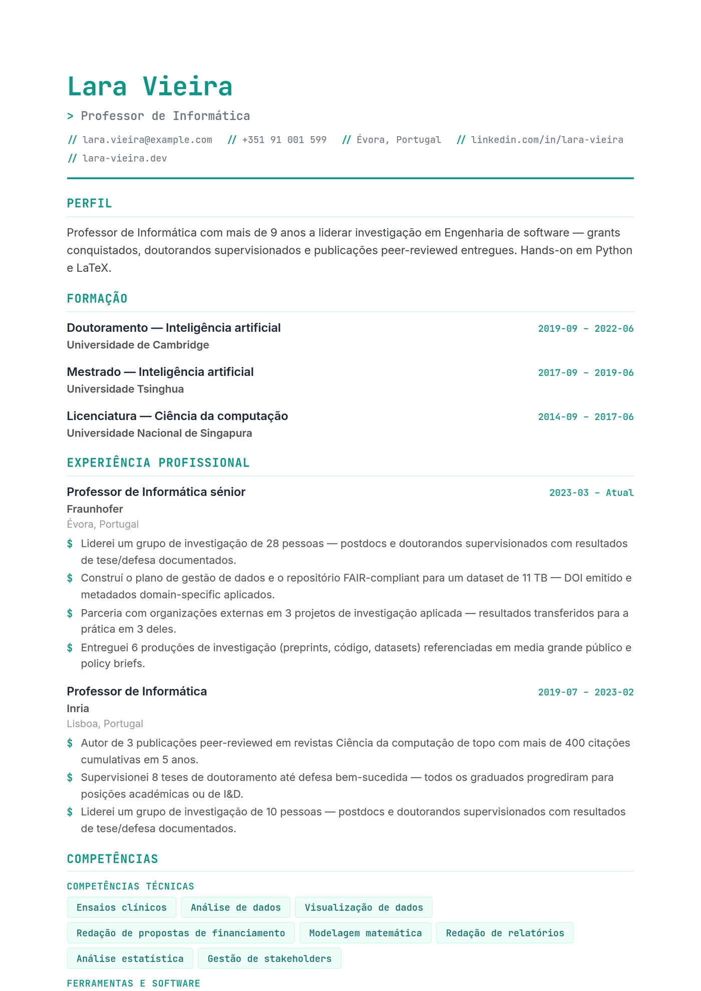 Informática e TI — Modelos de currículo