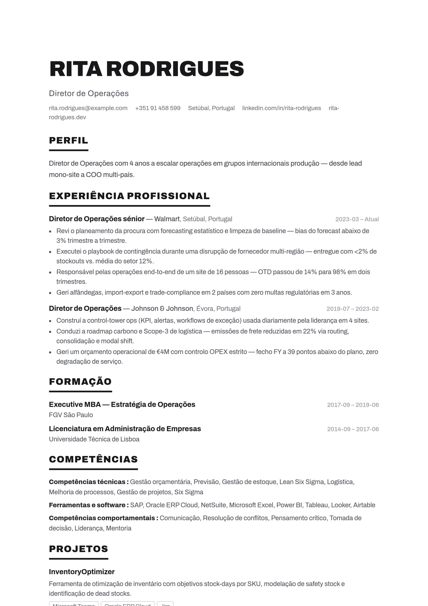 ATS Títulos Fortes — Modelos de currículo