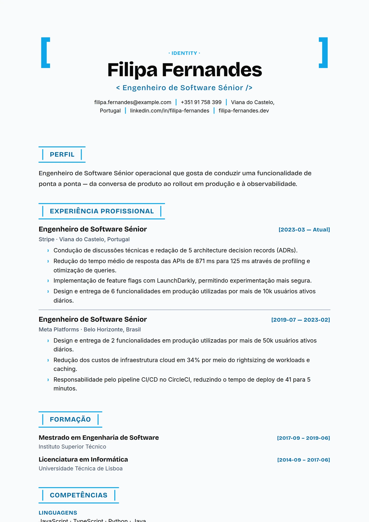ATS Parênteses — Modelos de currículo