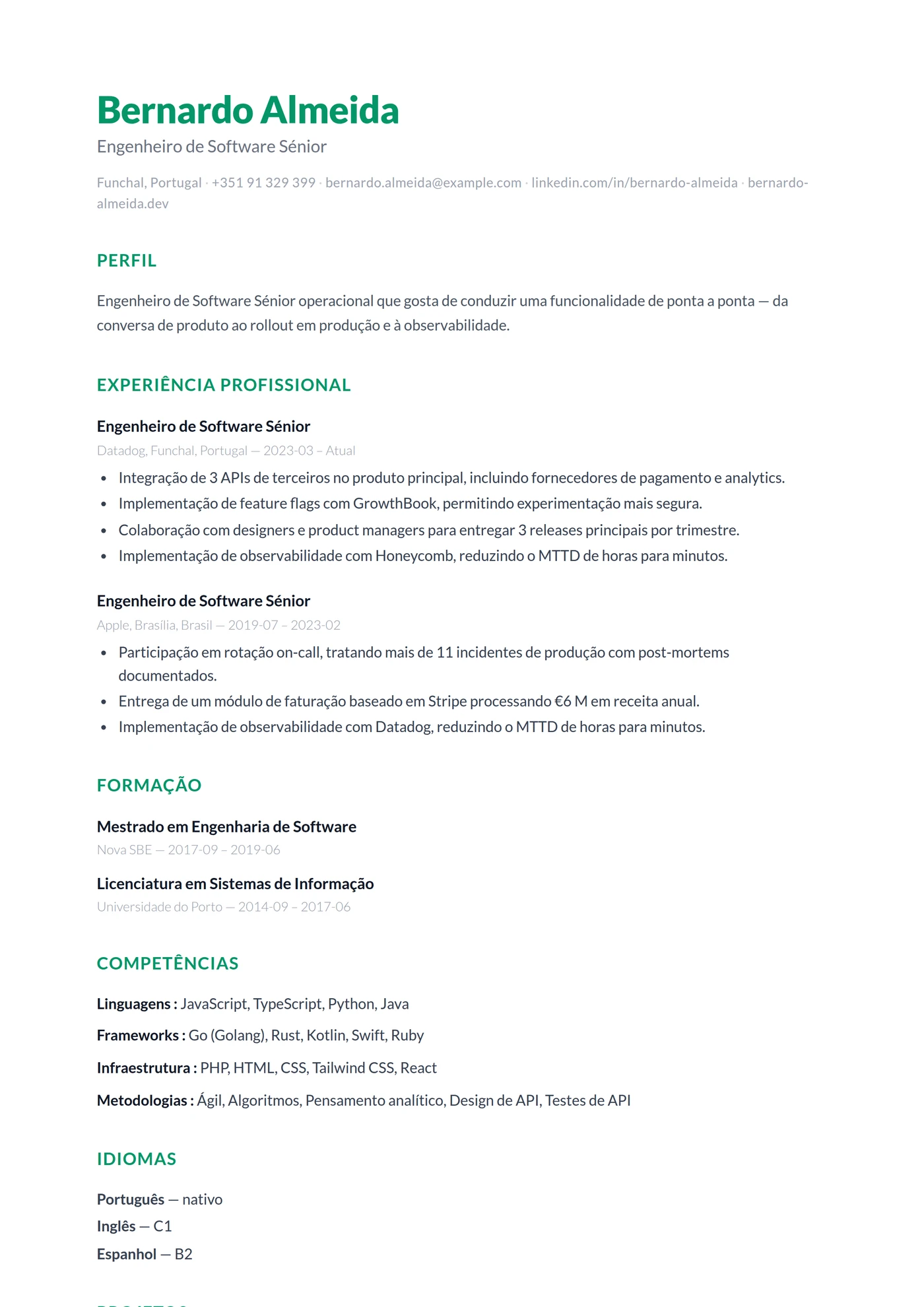 ATS Limpo — Modelos de currículo
