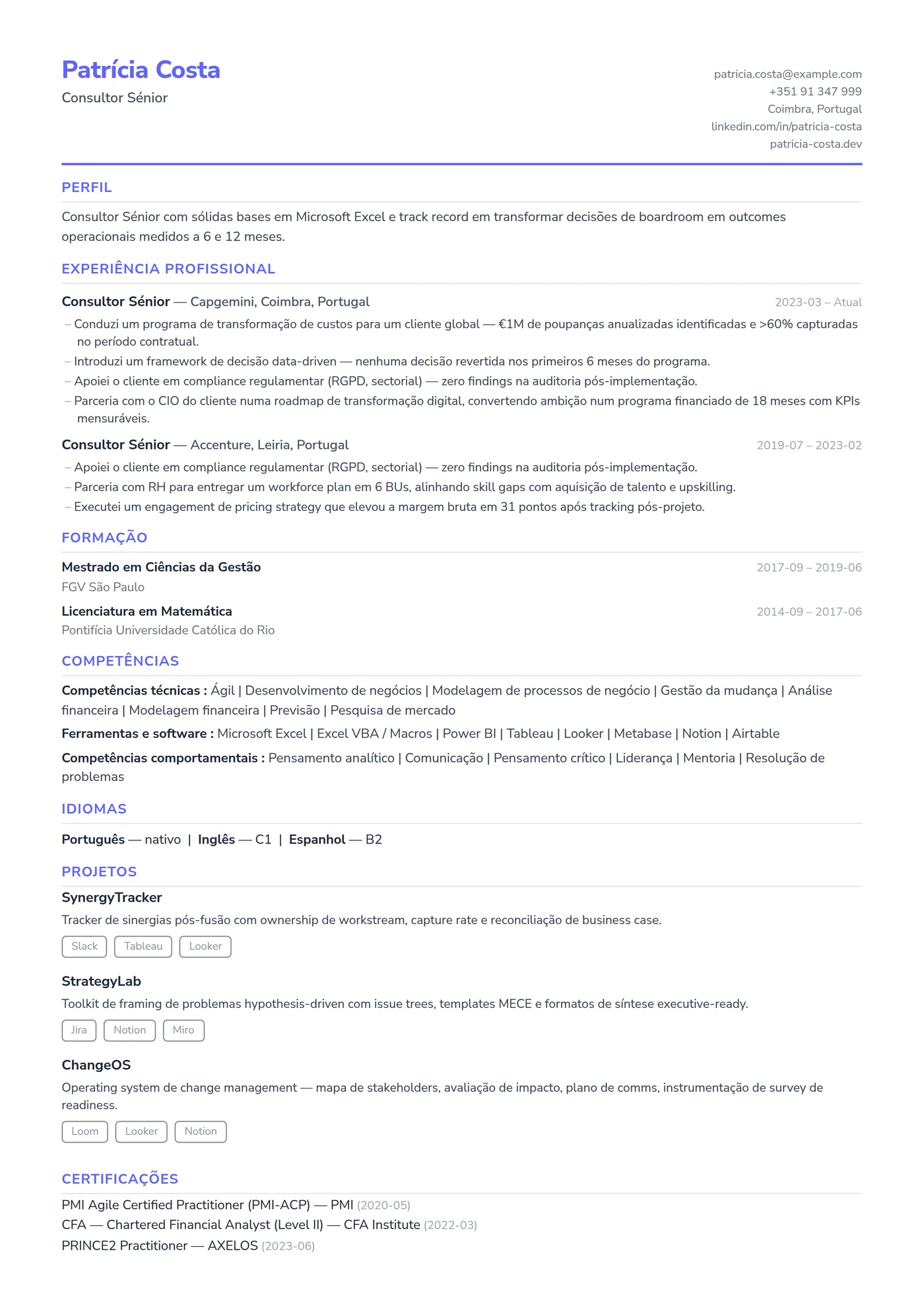 ATS Compacto — Modelos de currículo