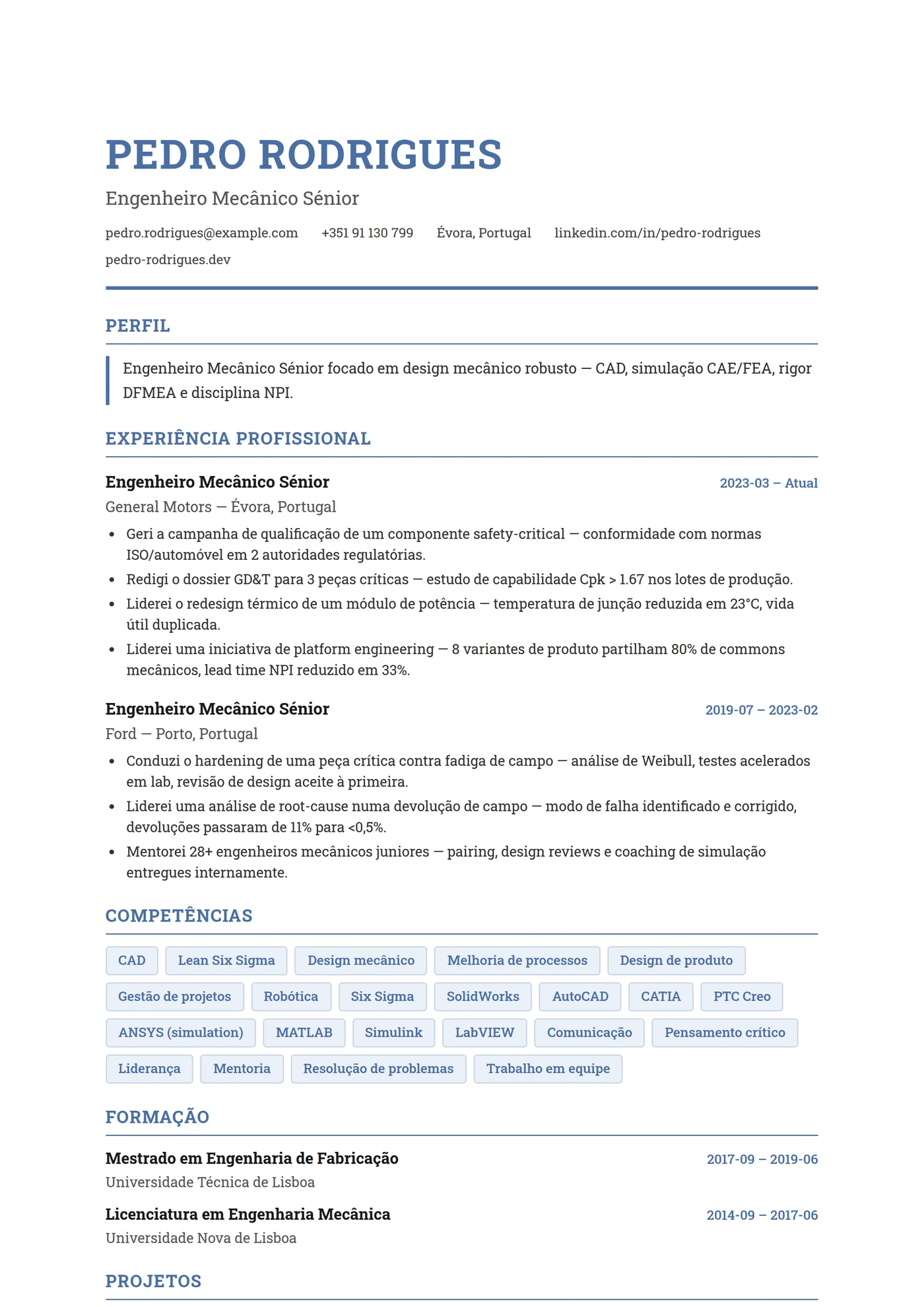 ATS Engenheiro — Modelos de currículo