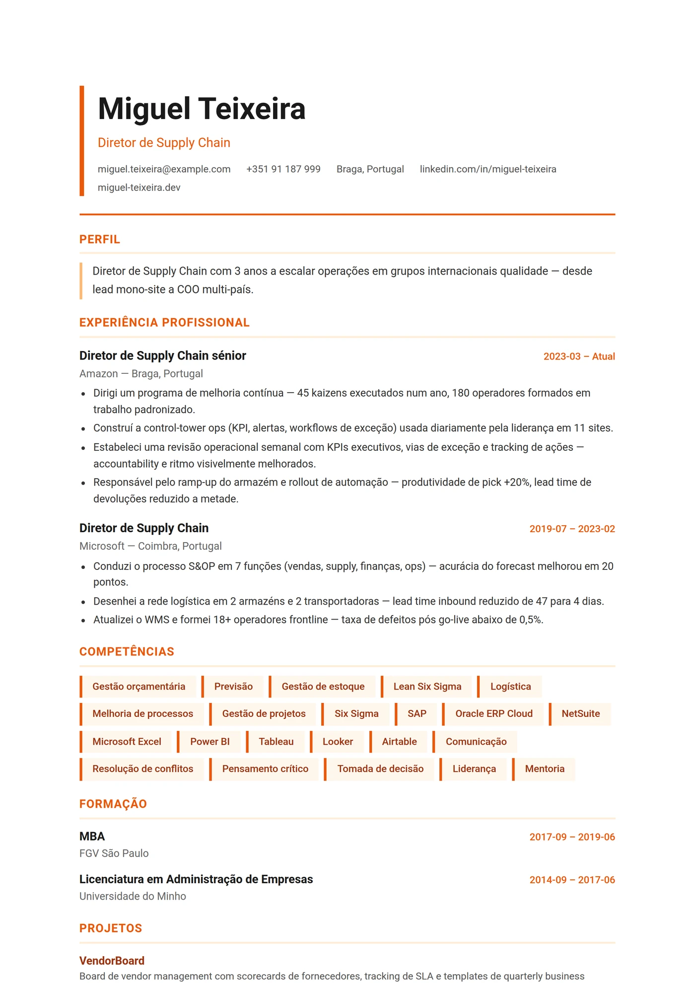 ATS Logística — Modelos de currículo