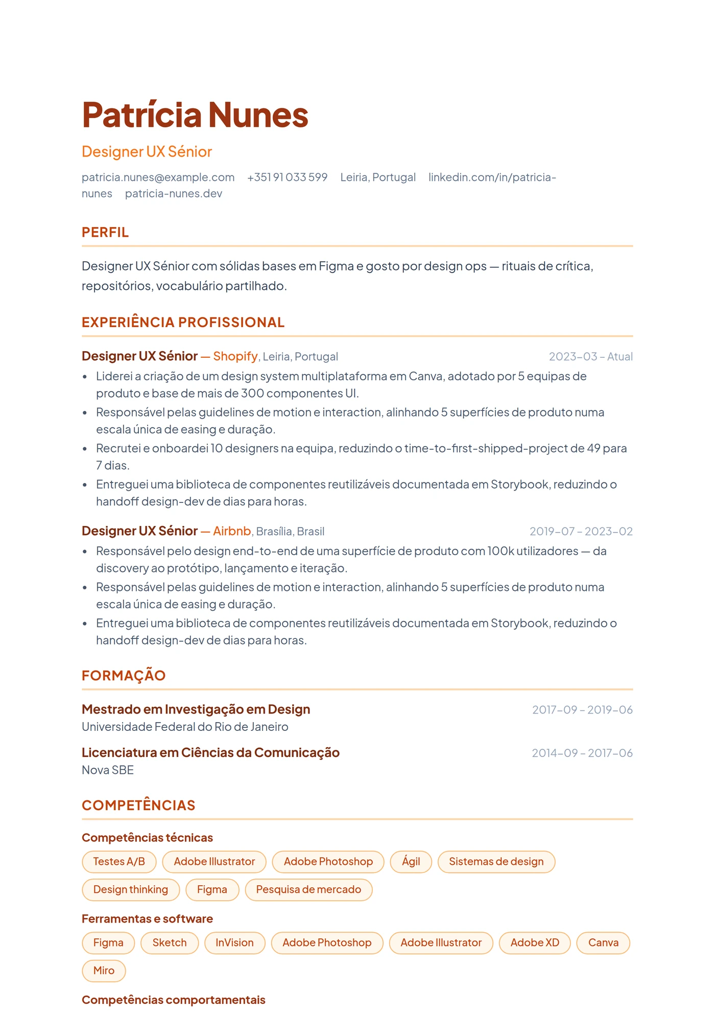 ATS Etiquetas Pill — Modelos de currículo