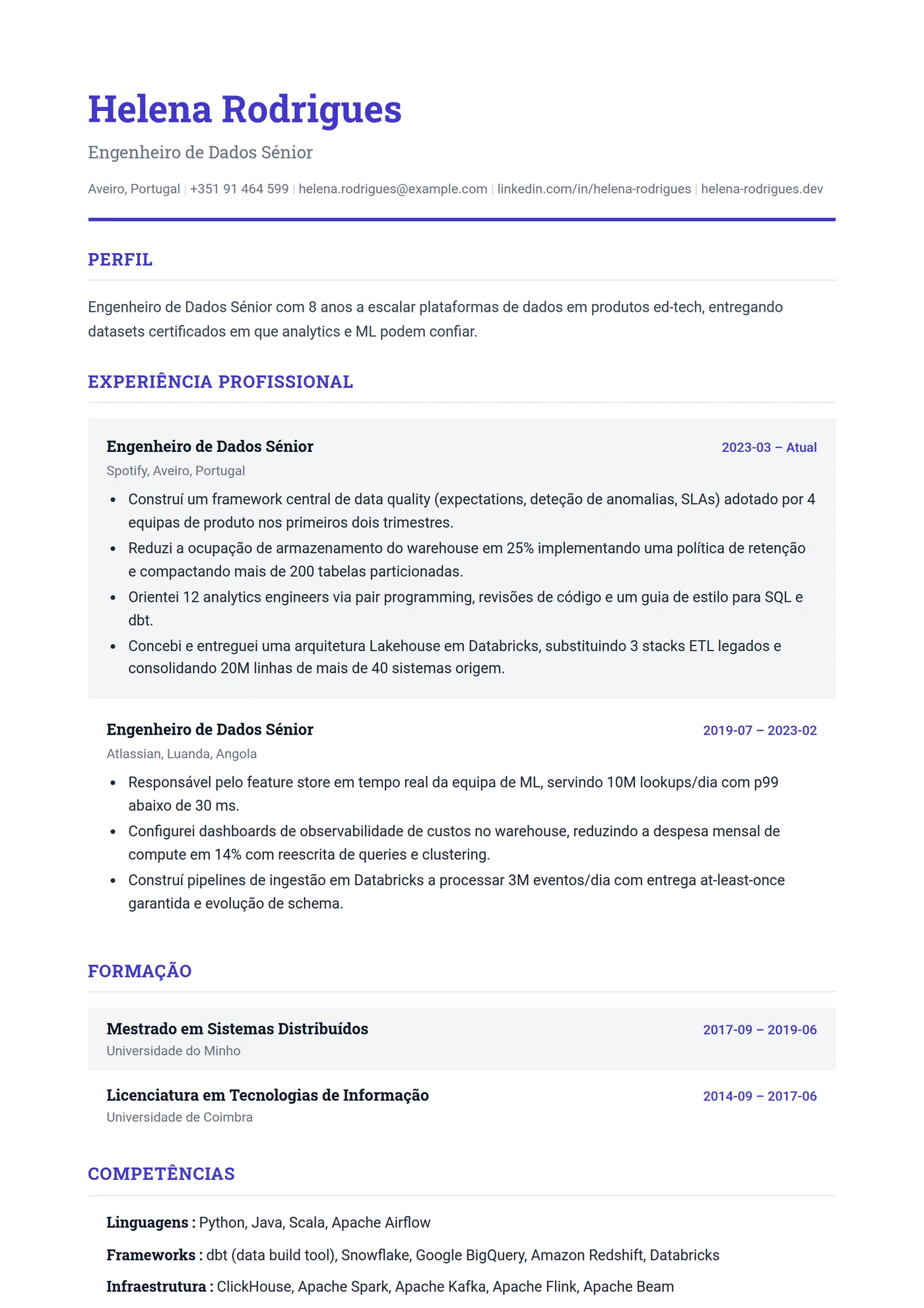 ATS Estruturado — Modelos de currículo