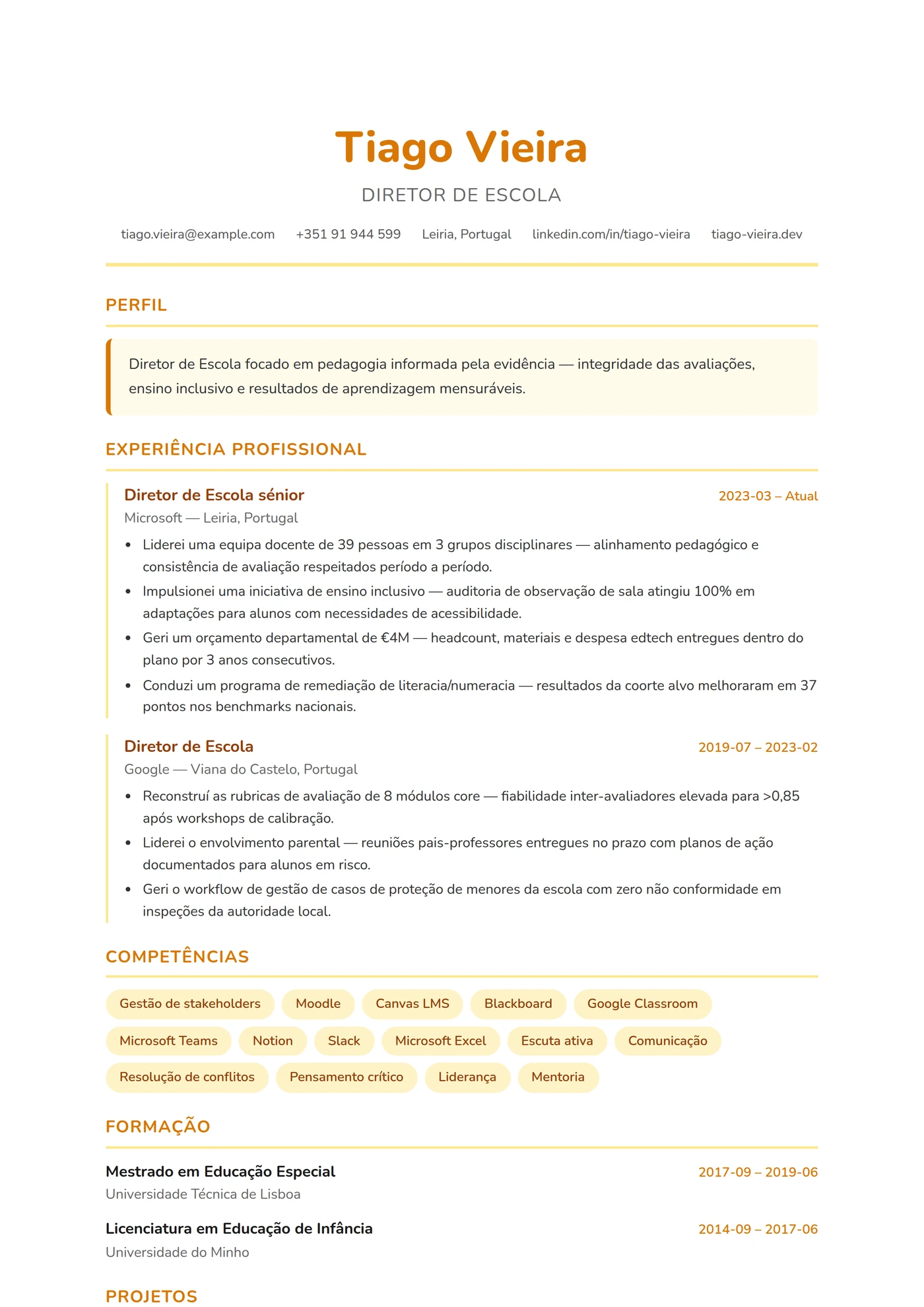 ATS Professor — Modelos de currículo