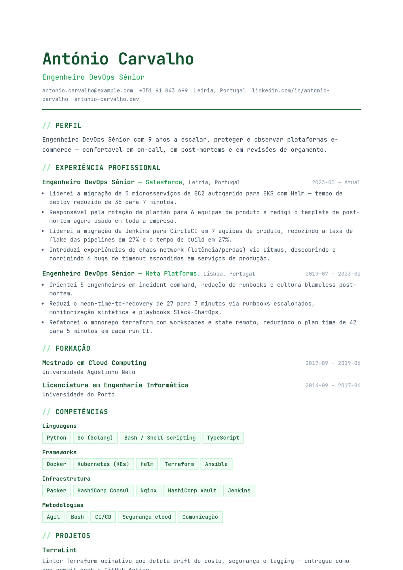 ATS Tech Stack — Modelos de currículo
