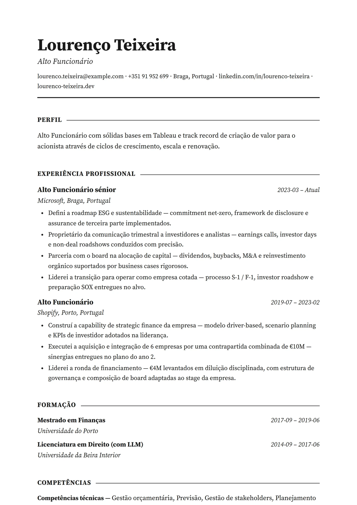 Clássico Formal — Modelos de currículo