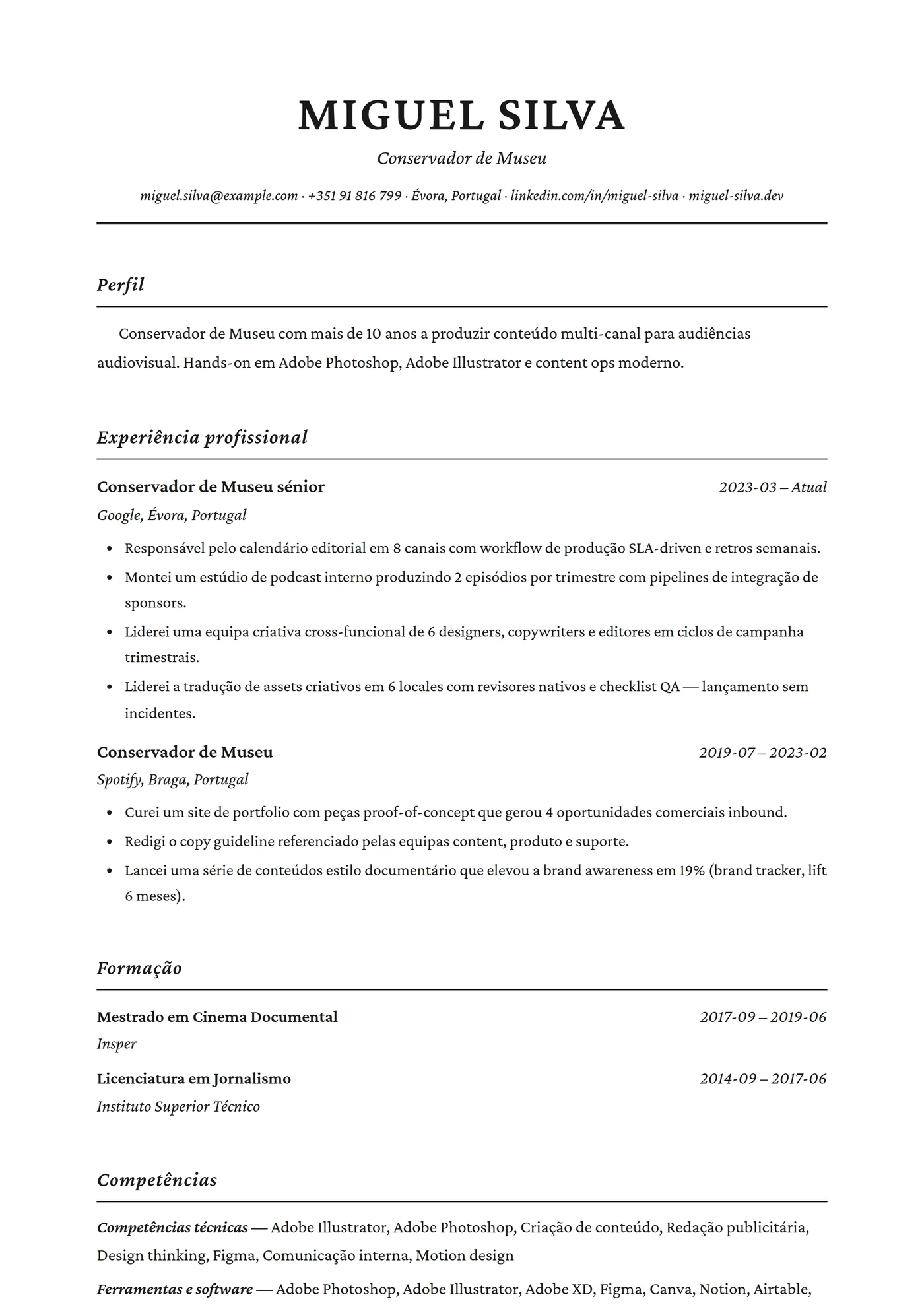 Clássico Timbre — Modelos de currículo