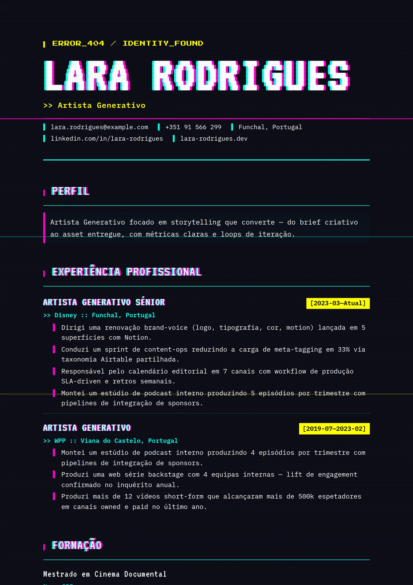Arte Glitch — Modelos de currículo