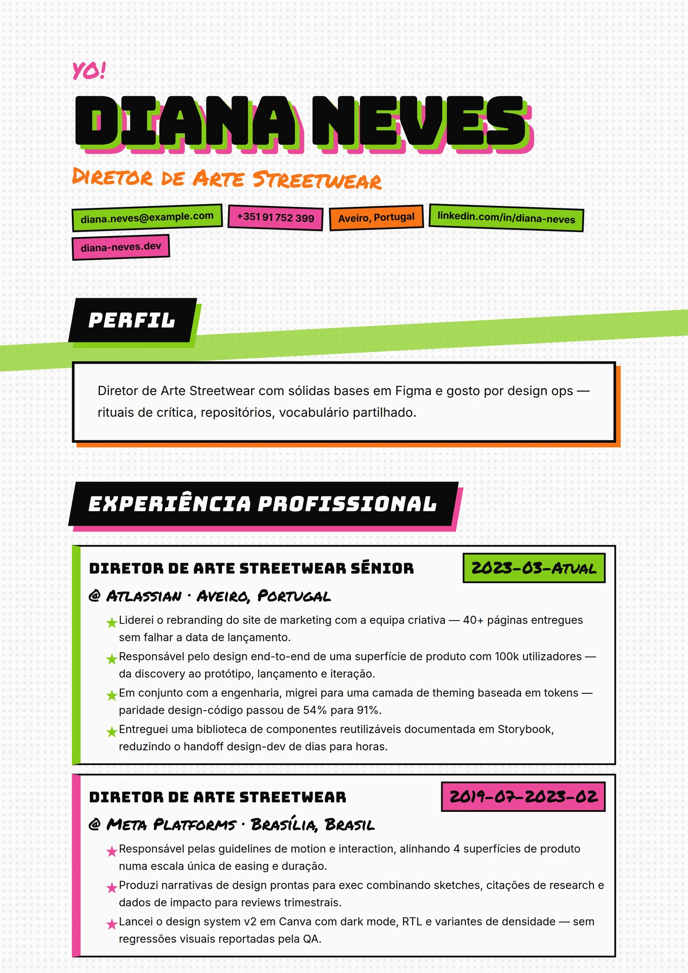 Zine Skater — Modelos de currículo
