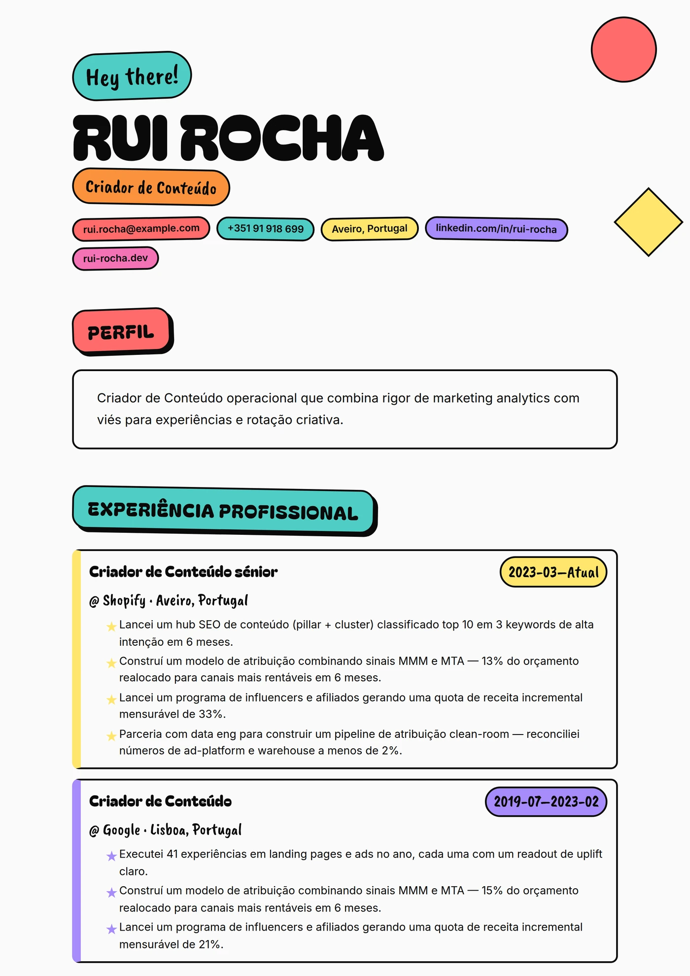 Pack de Autocolantes — Modelos de currículo