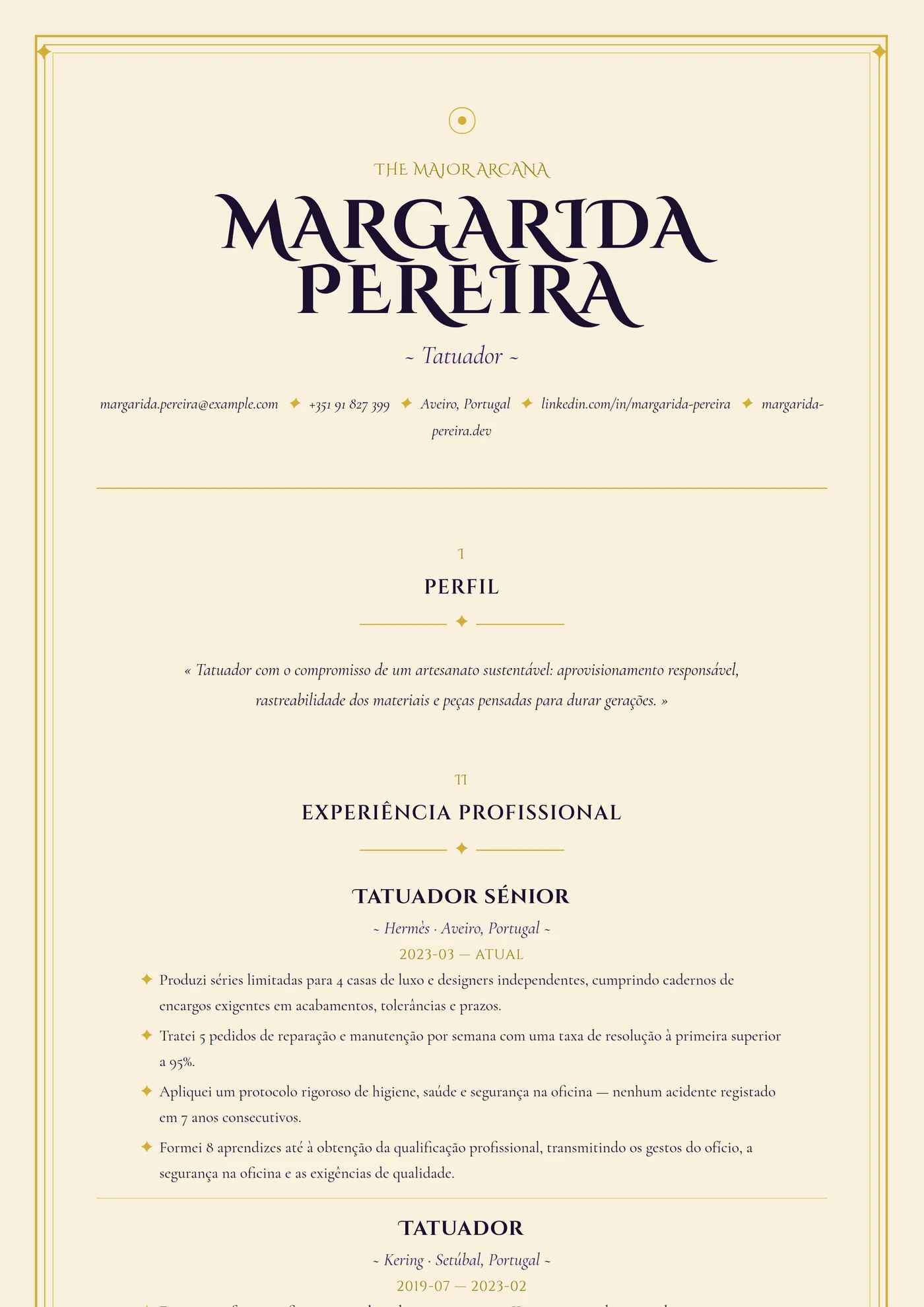 Carta de Tarô — Modelos de currículo