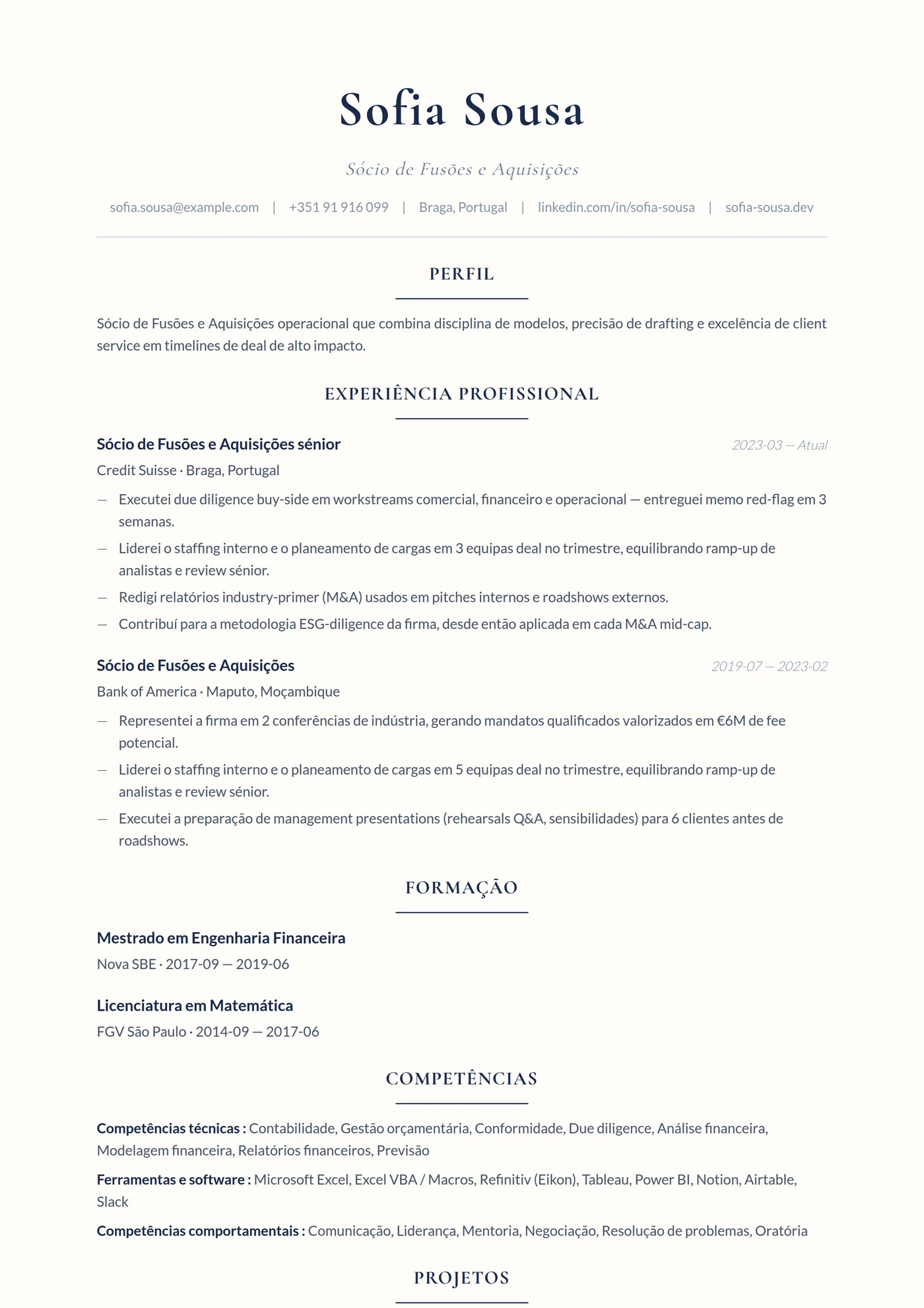 Serif Elegante — Modelos de currículo