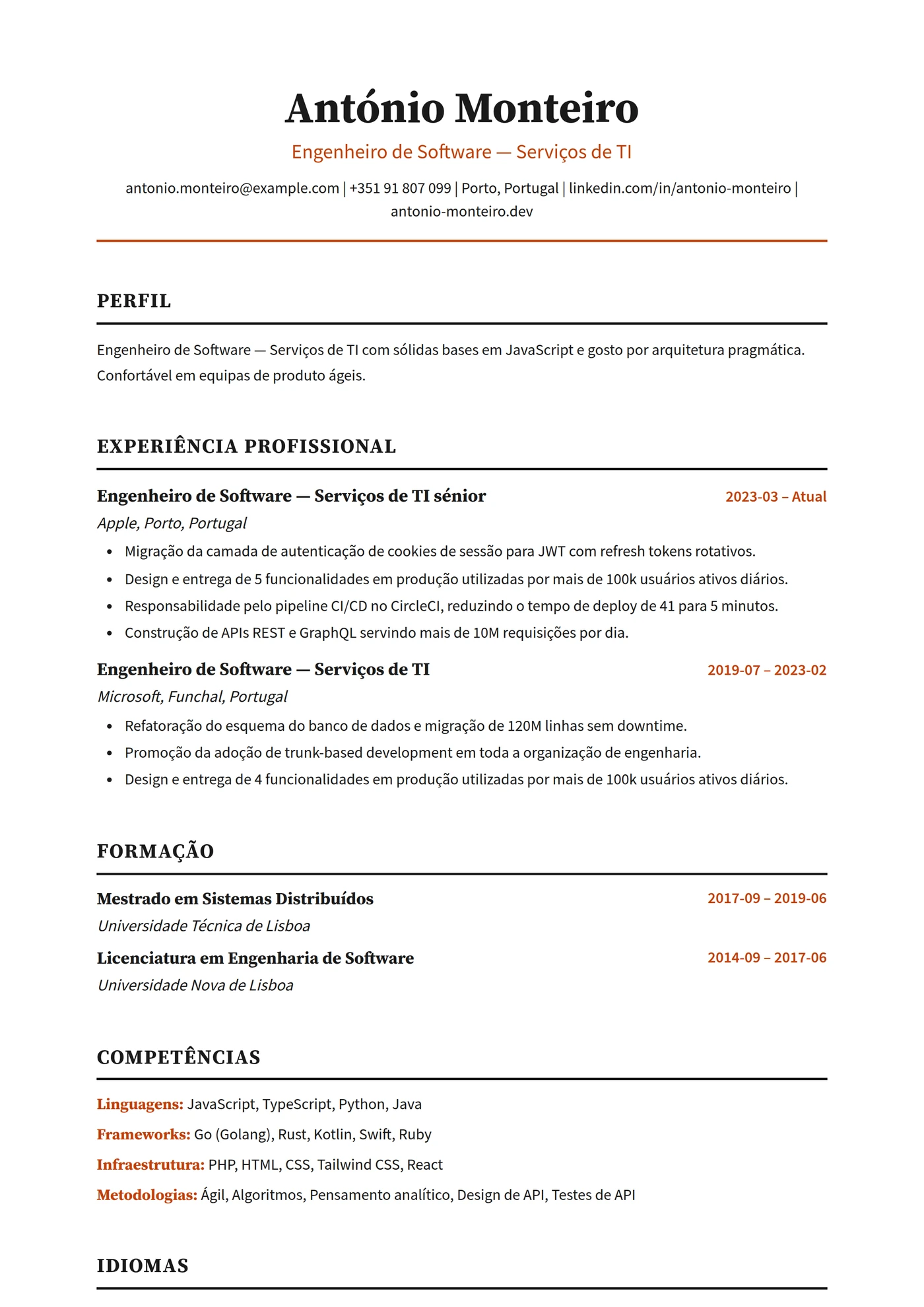 Índia — Modelos de currículo