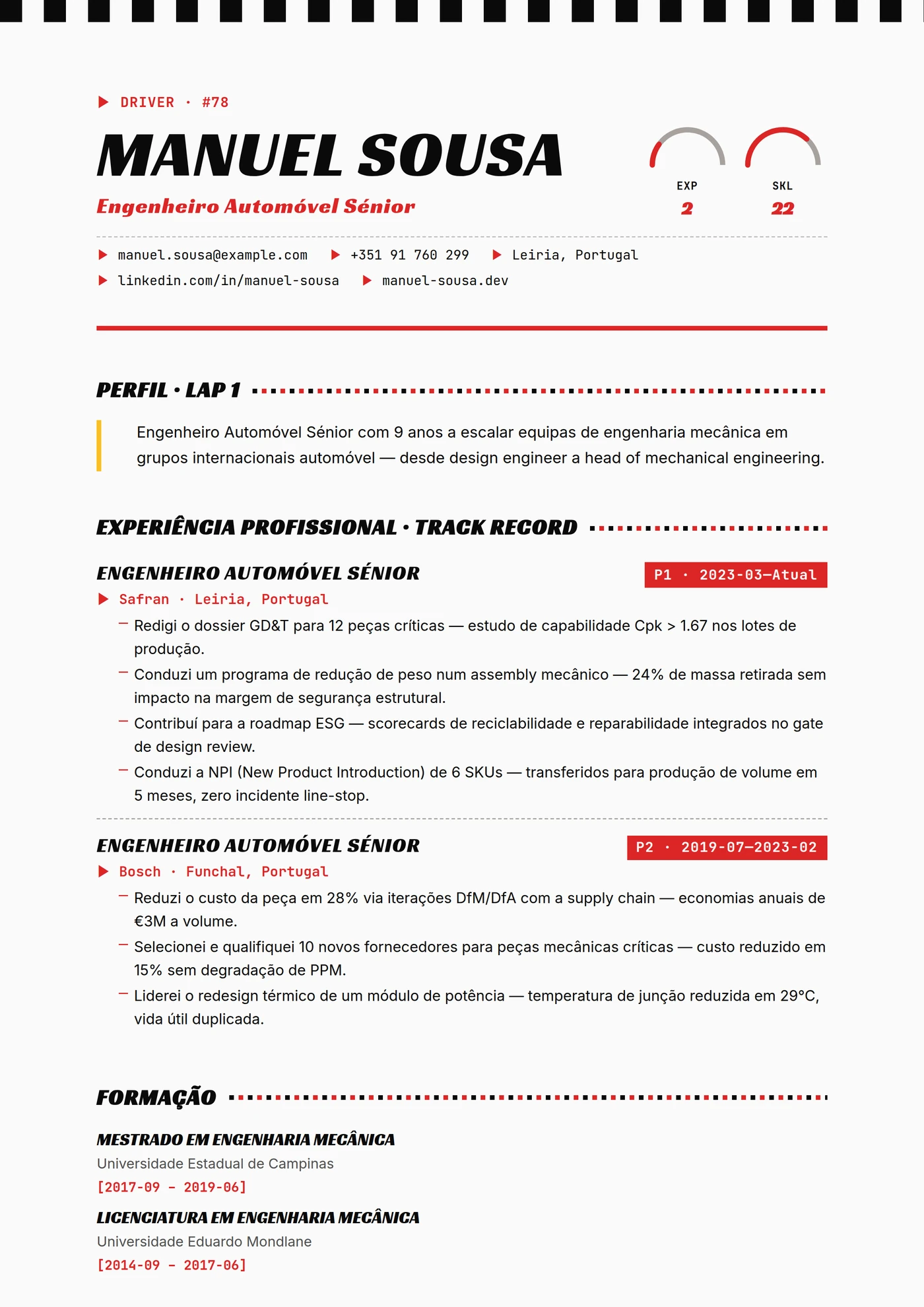 Indústria — Automóvel — Modelos de currículo