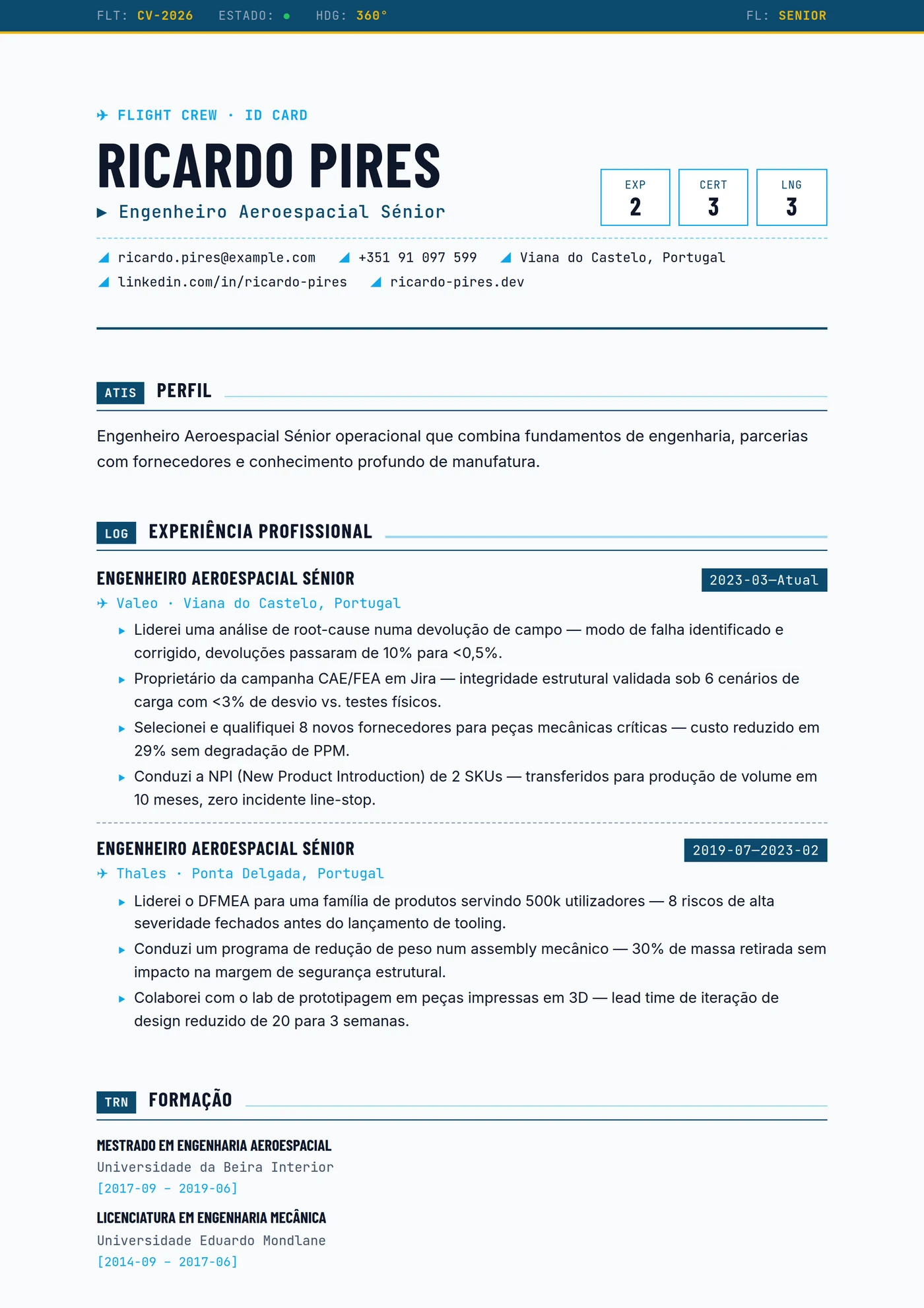 Indústria — Aviação — Modelos de currículo
