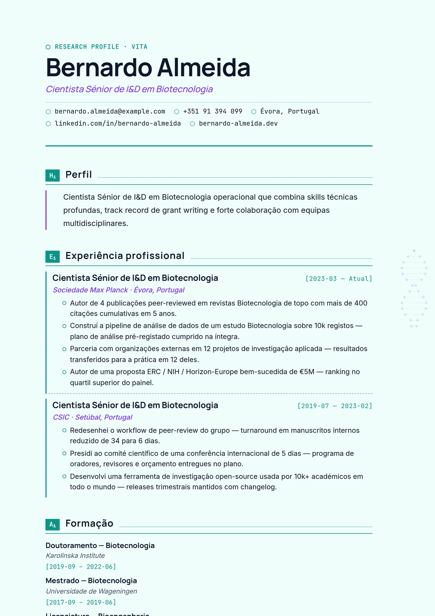 Indústria — Biotecnologia — Modelos de currículo