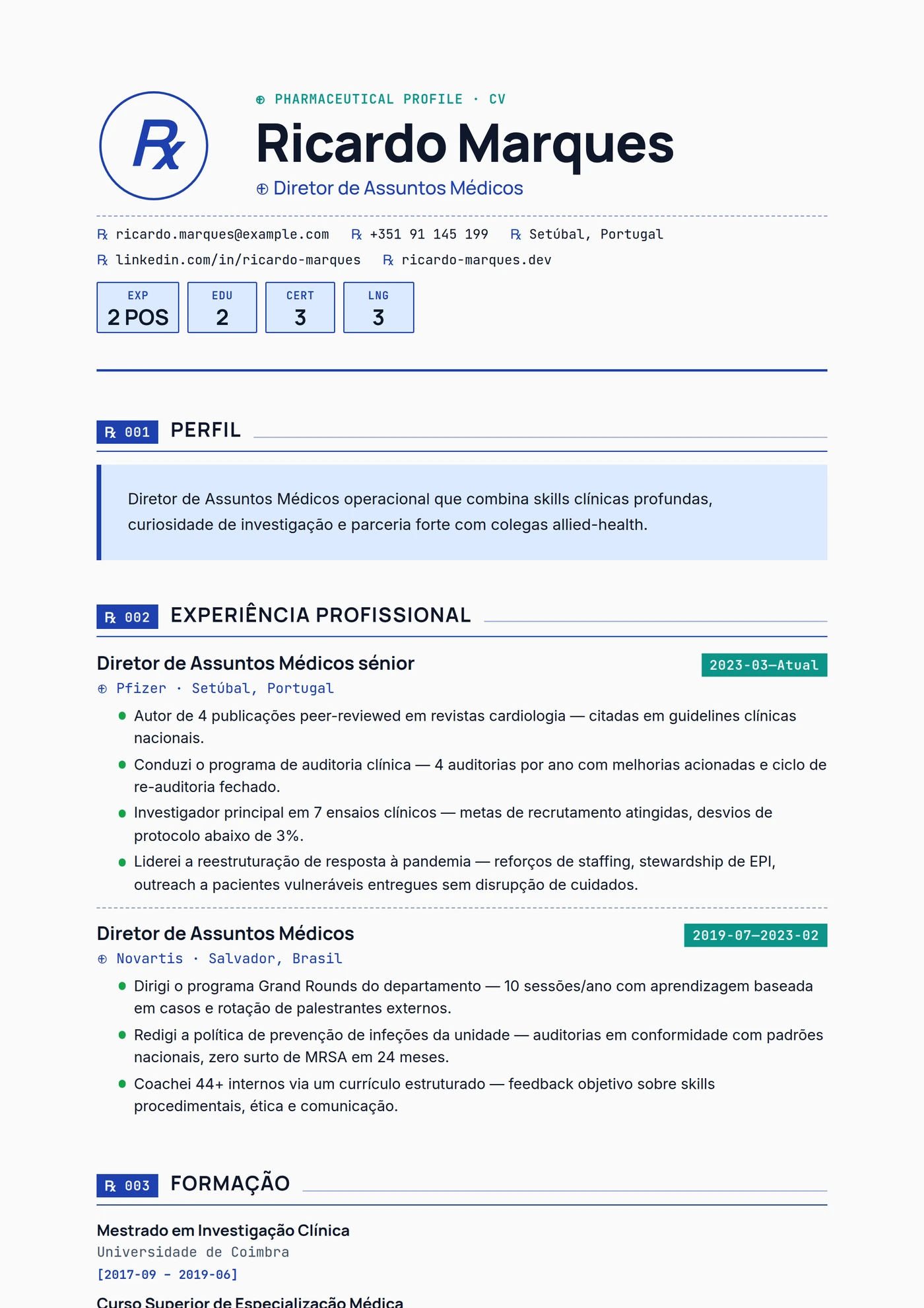 Indústria — Farmacêutica — Modelos de currículo