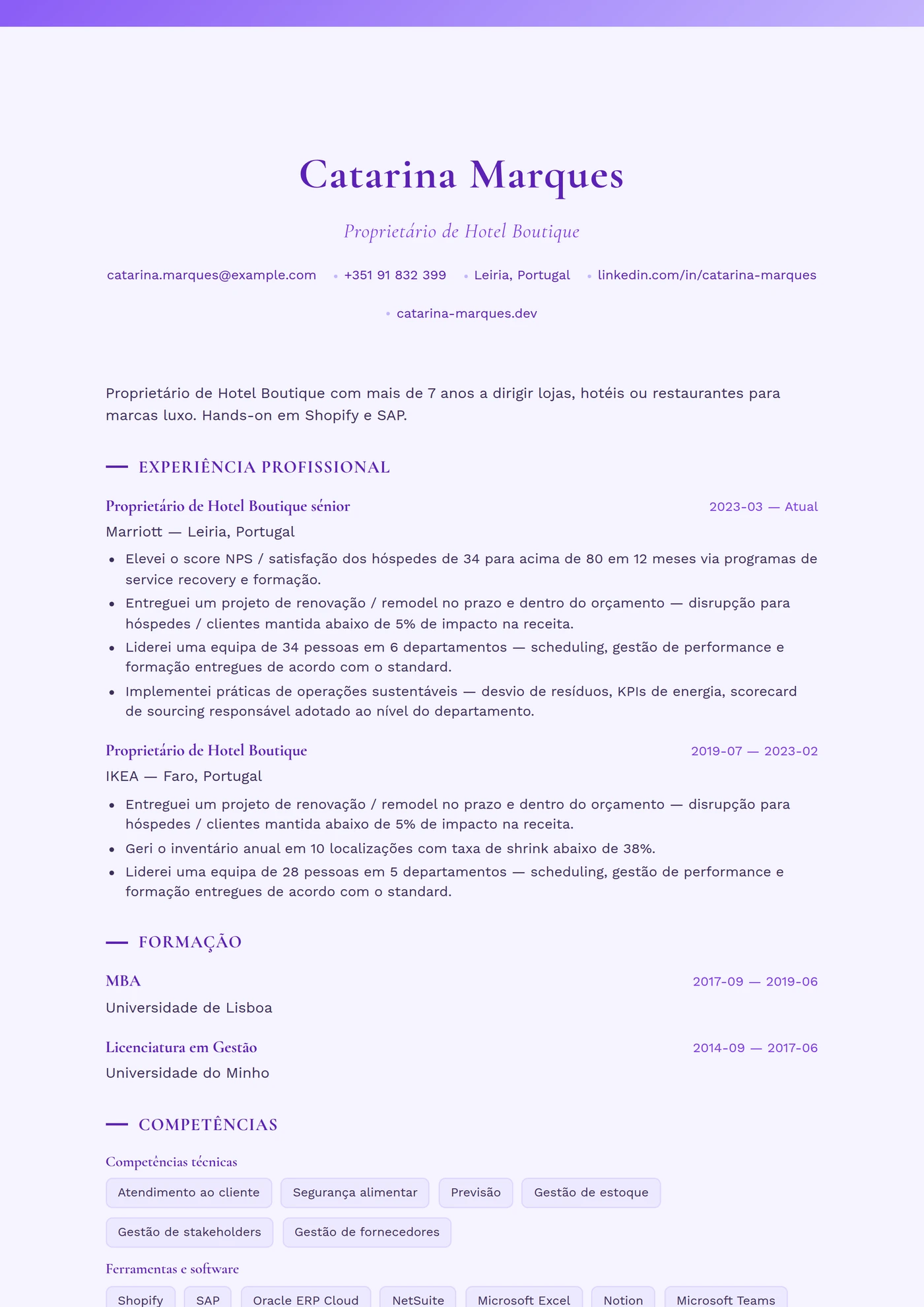Lavanda Provença — Modelos de currículo