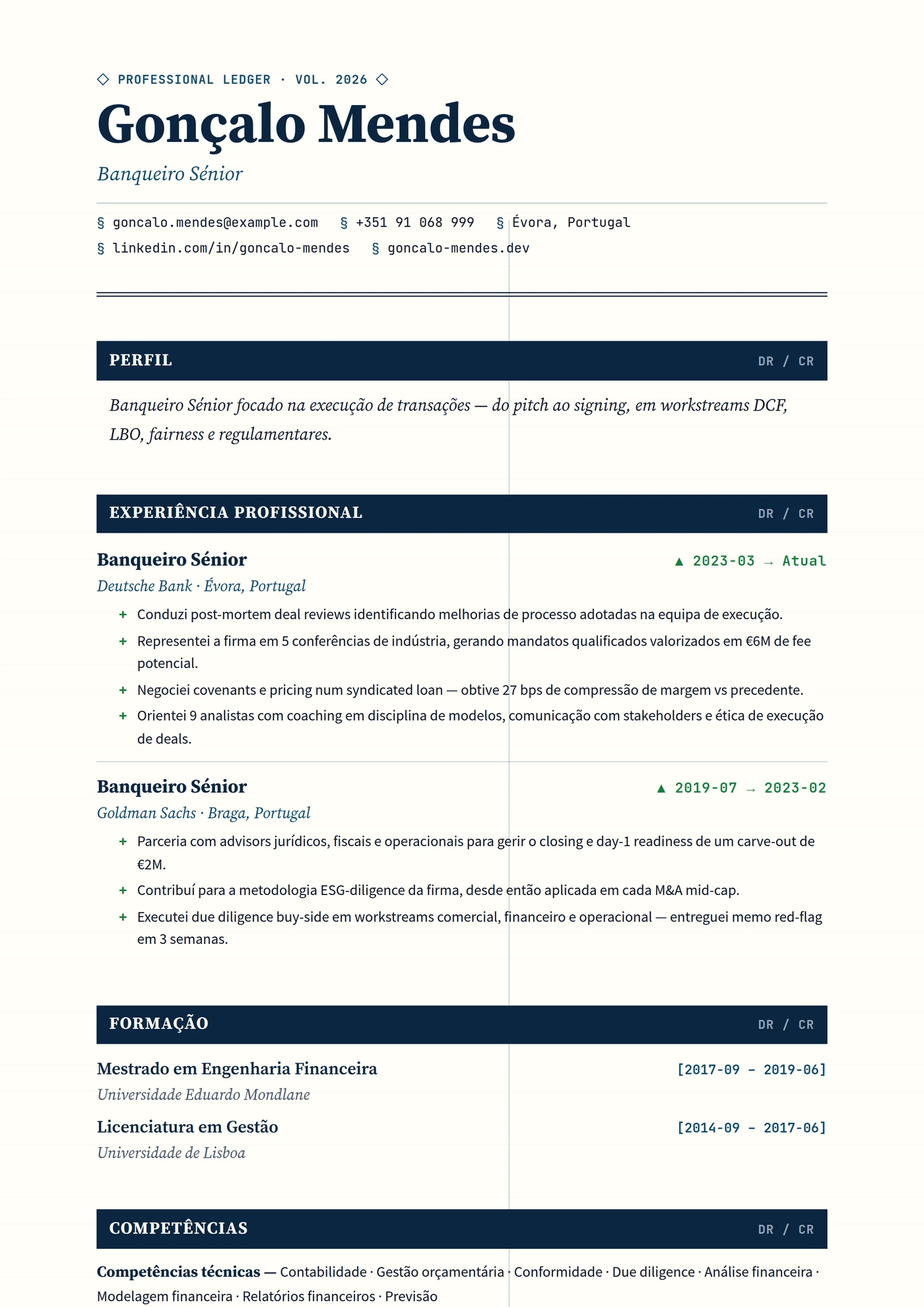 Livro-Razão Bancário — Modelos de currículo