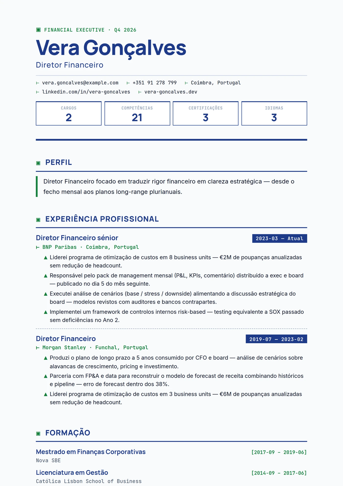 Balanço CFO — Modelos de currículo