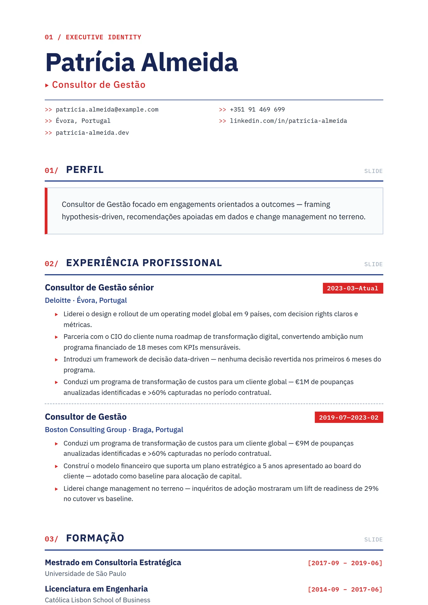 Deck de Consultoria — Modelos de currículo