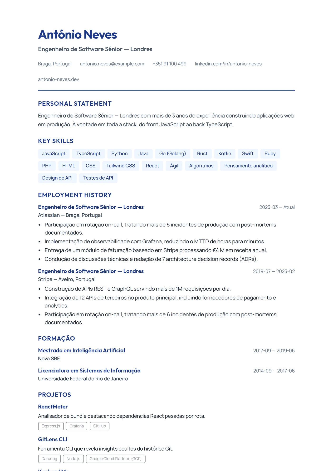 UK Moderno — Modelos de currículo