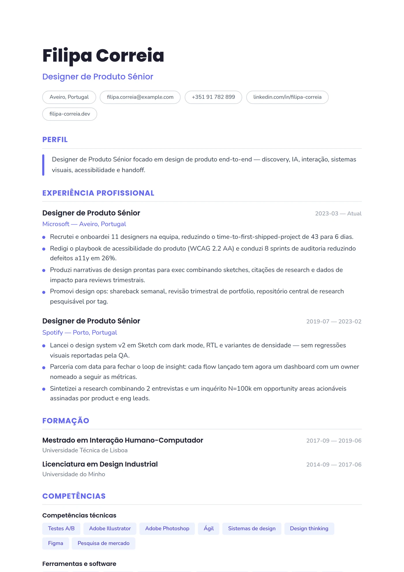 EUA Moderno — Modelos de currículo